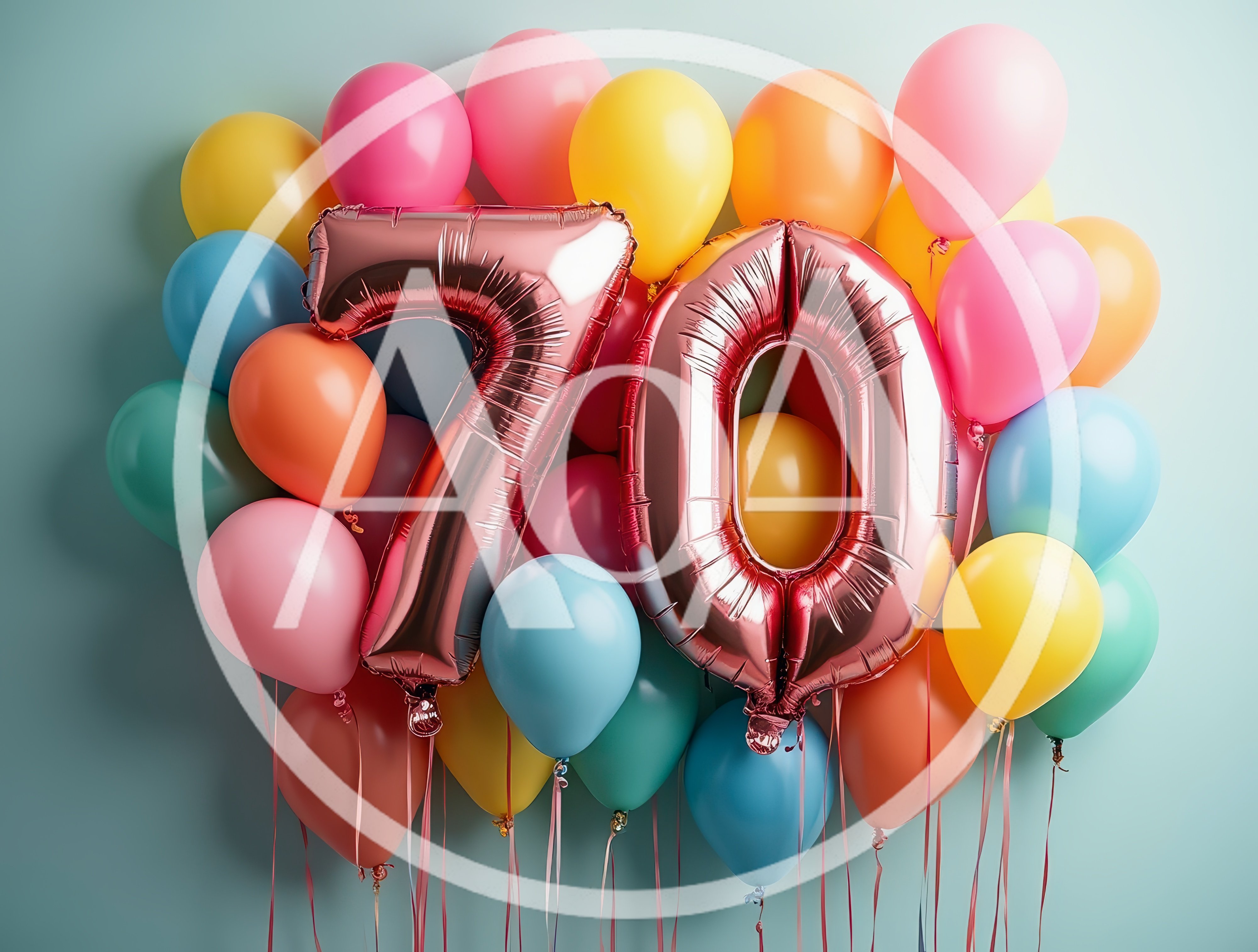 Seventieth Birthday Celebration Balloons With Number Seventy Foil