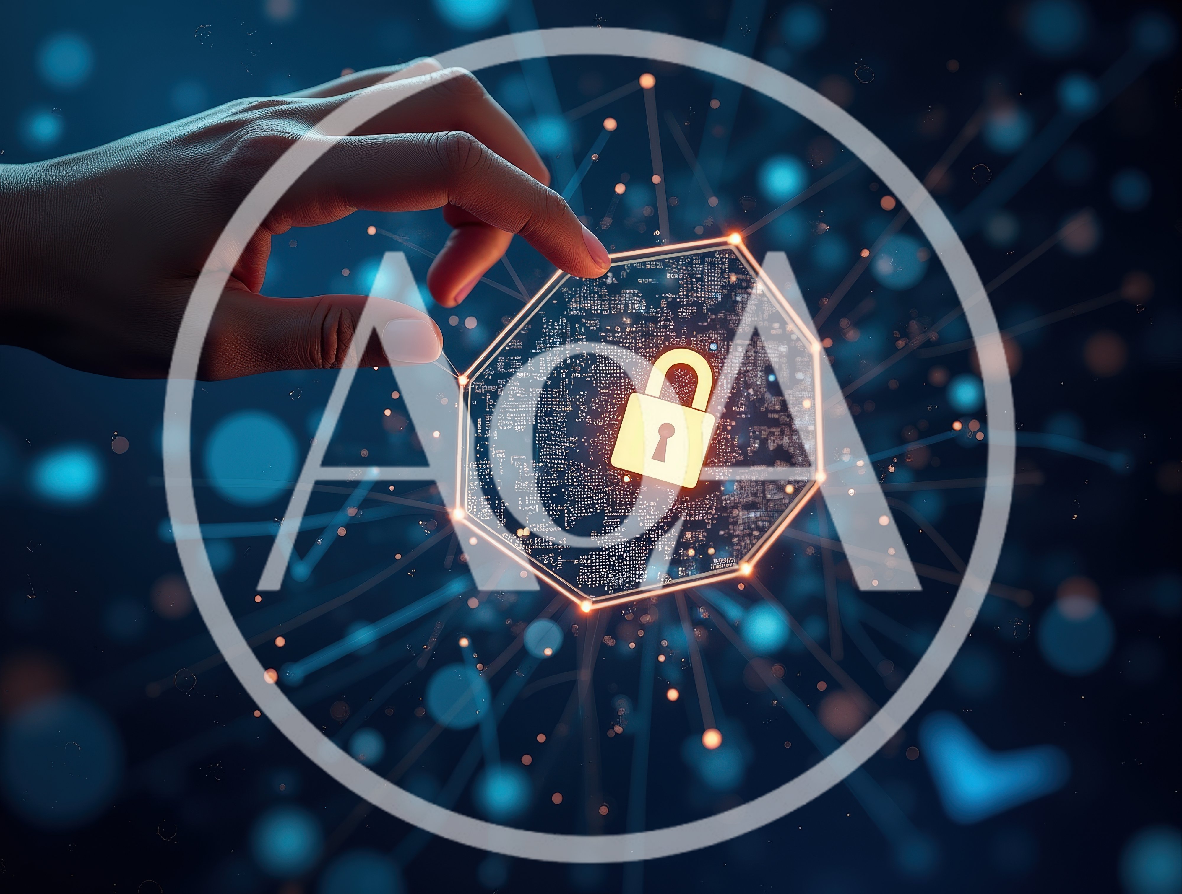 Human Hand Interacting With Digital Cybersecurity Lock Icon