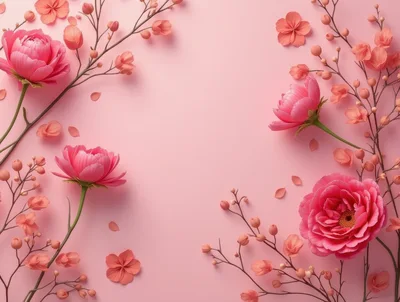 Pink Floral Arrangement With Peonies And Blossoms