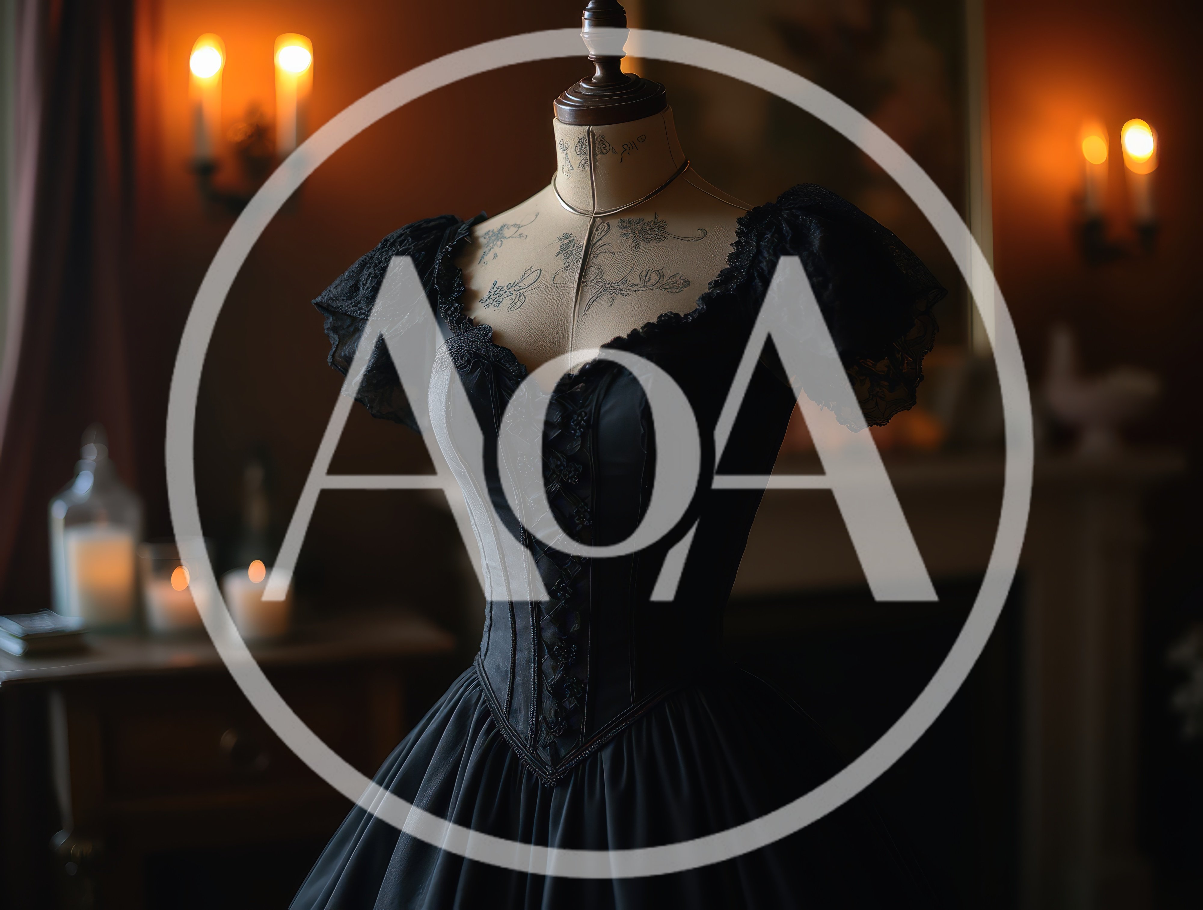 Victorian Style Black Dress On A Tailor Mannequin