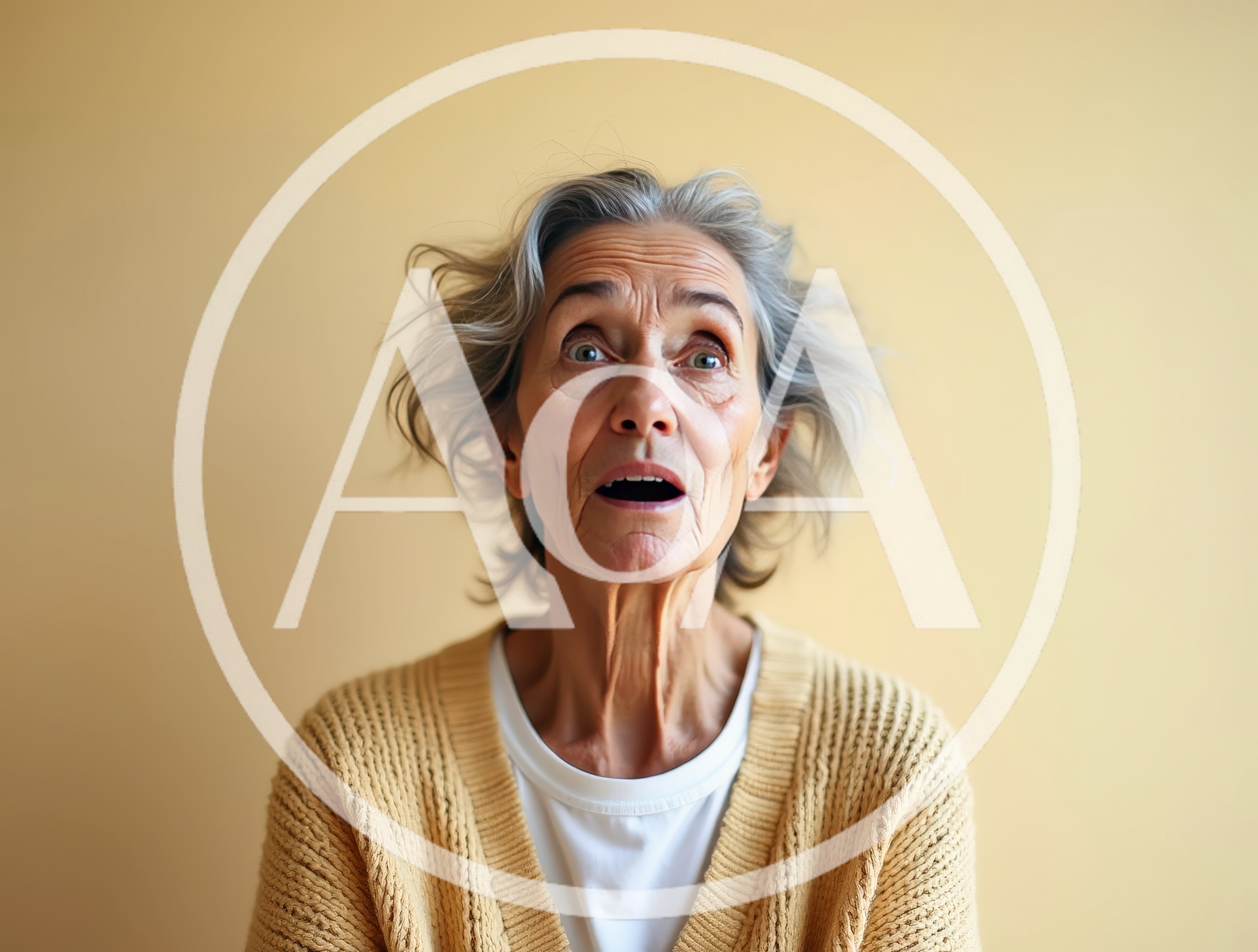 Surprised Elderly Woman With Gray Hair