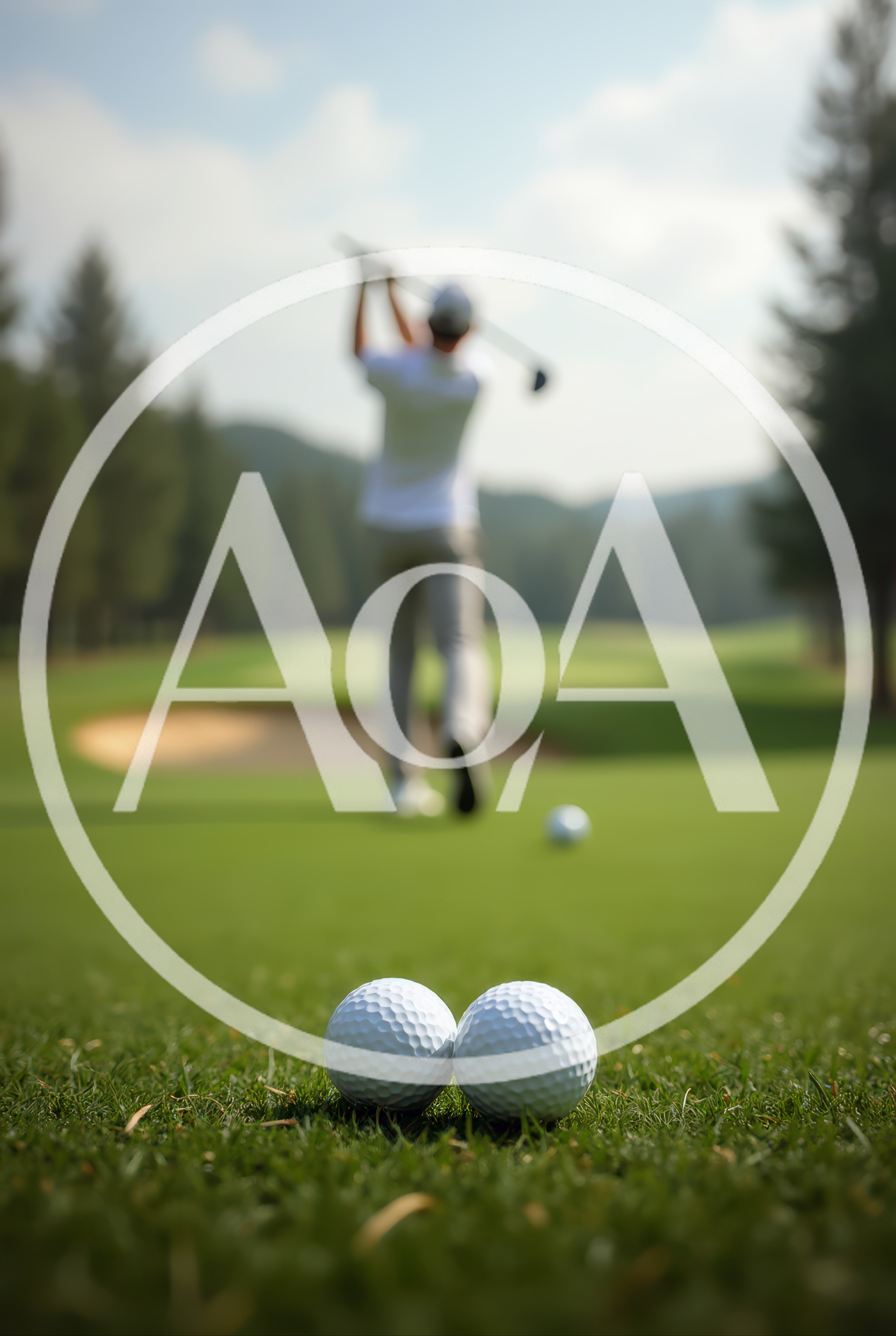 Golf Balls Resting On Green With Golfer In Background