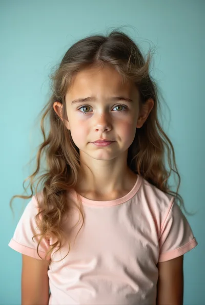 Portrait Of A Young Girl With Wavy Hair