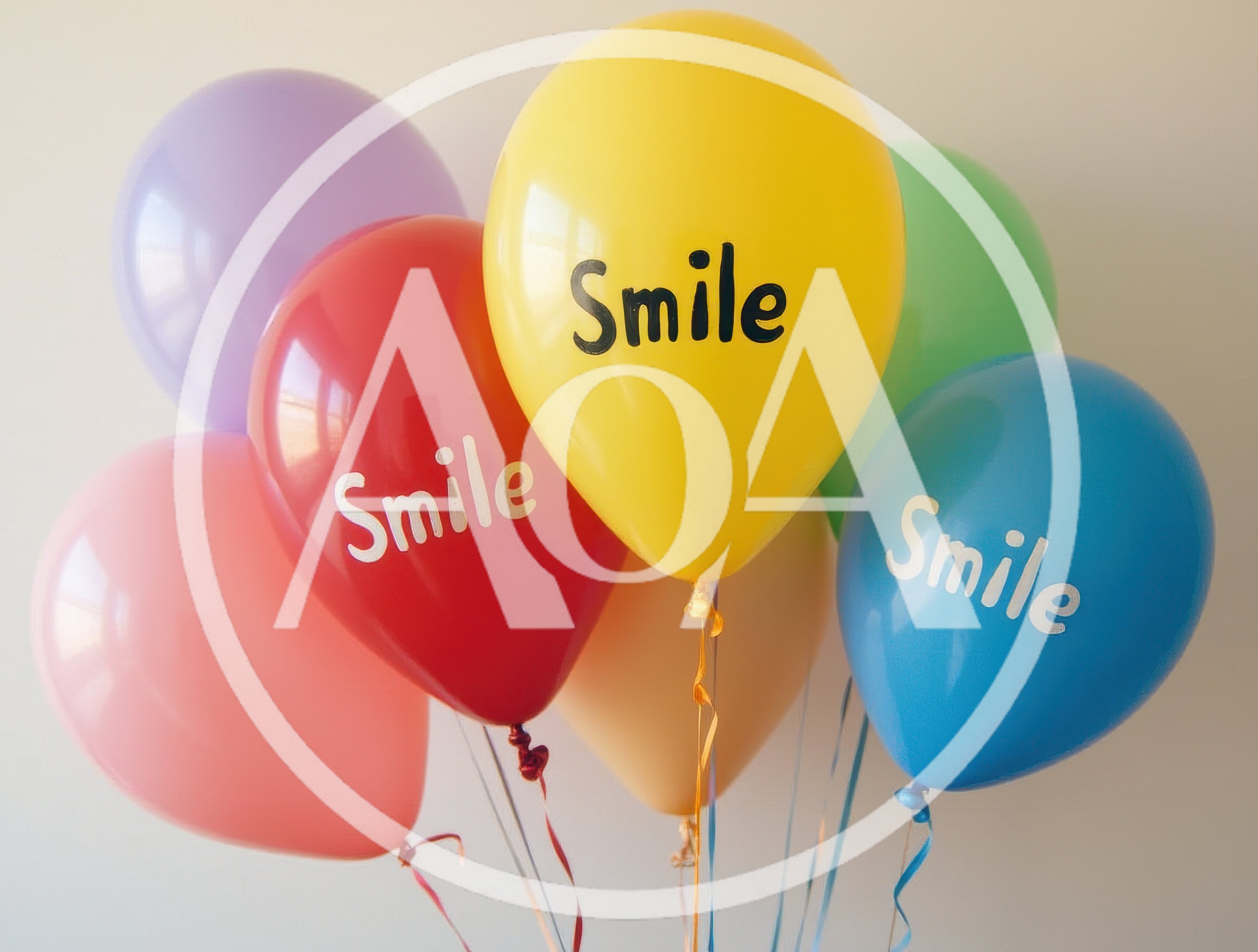 Colorful Balloons With Smile Text Floating Together