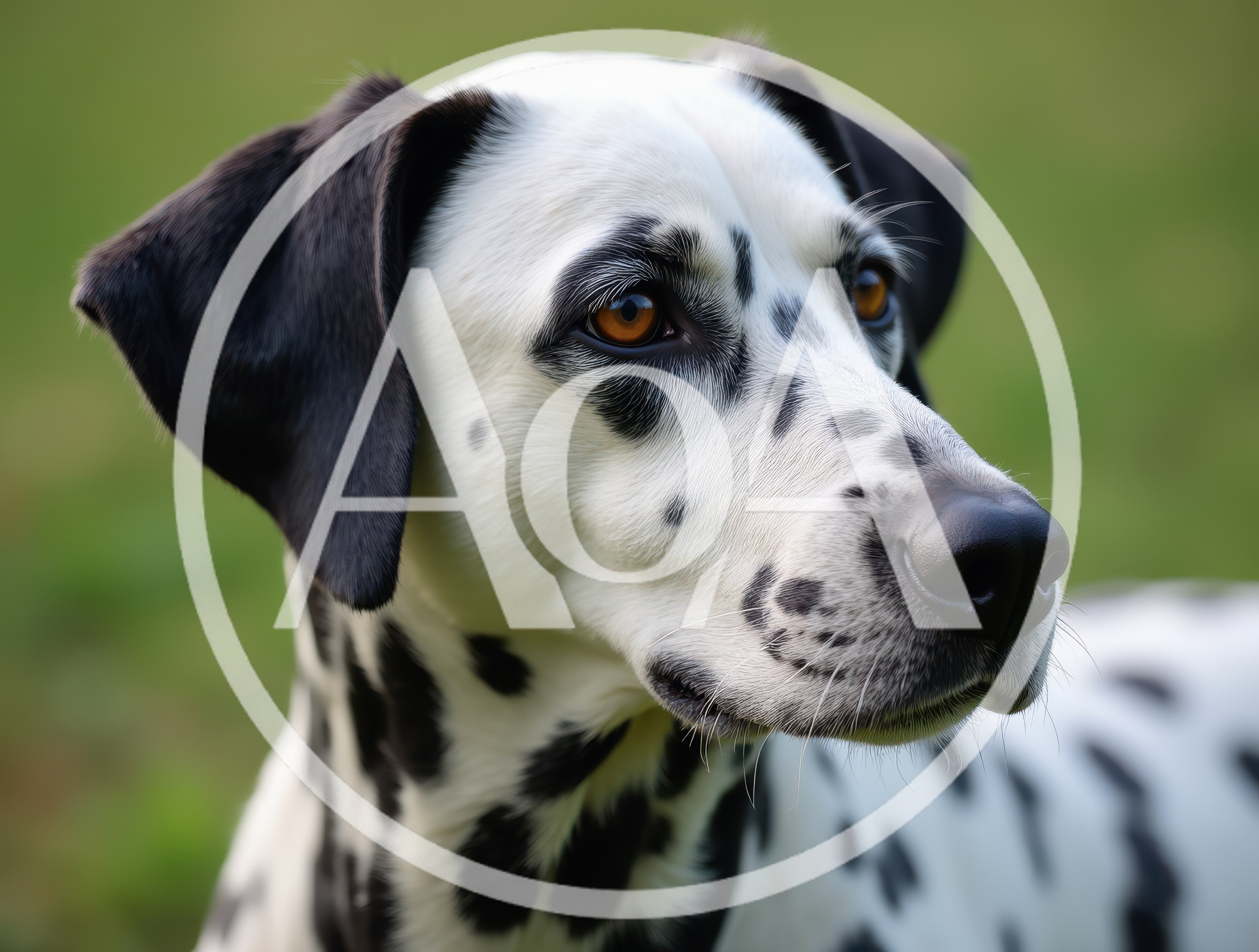 Portrait Of A Dalmatian Dog Outdoors