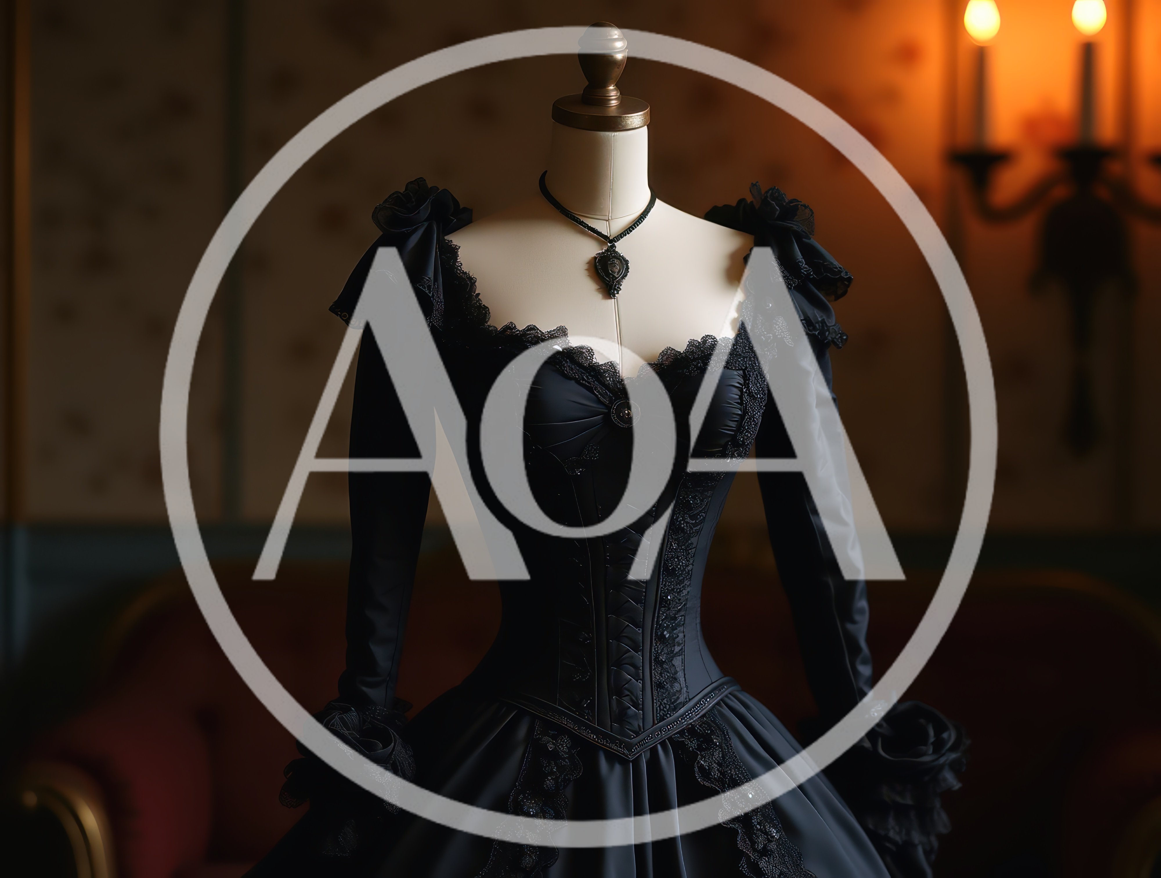 Victorian Gothic Black Dress On A Mannequin