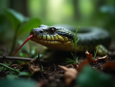 Close Up Of A Snake Flicking Its Tongue