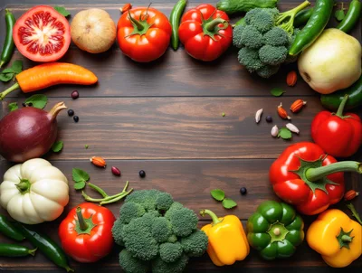 Fresh Vegetables Arranged on a Dark Wooden Table