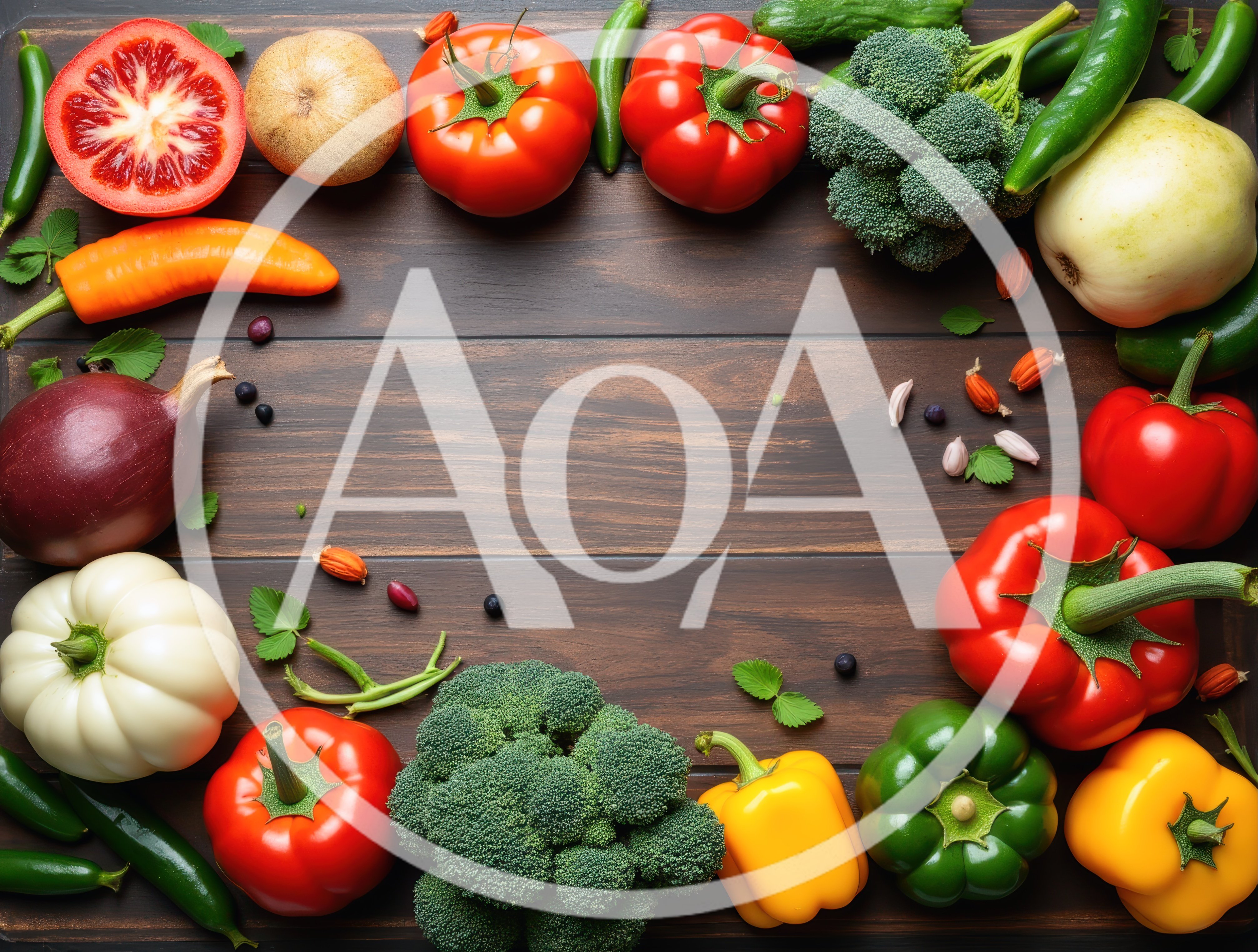 Fresh Vegetables Arranged on a Dark Wooden Table
