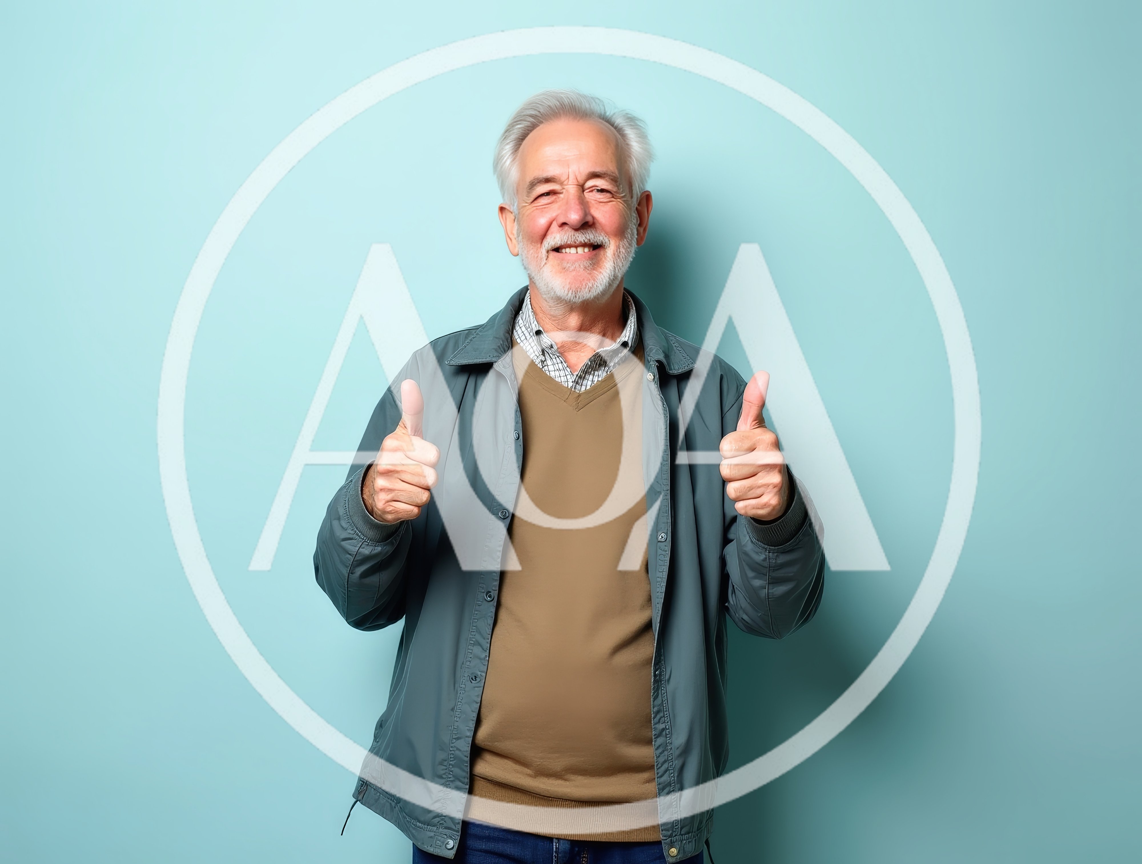 Happy Senior Man Giving Double Thumbs Up