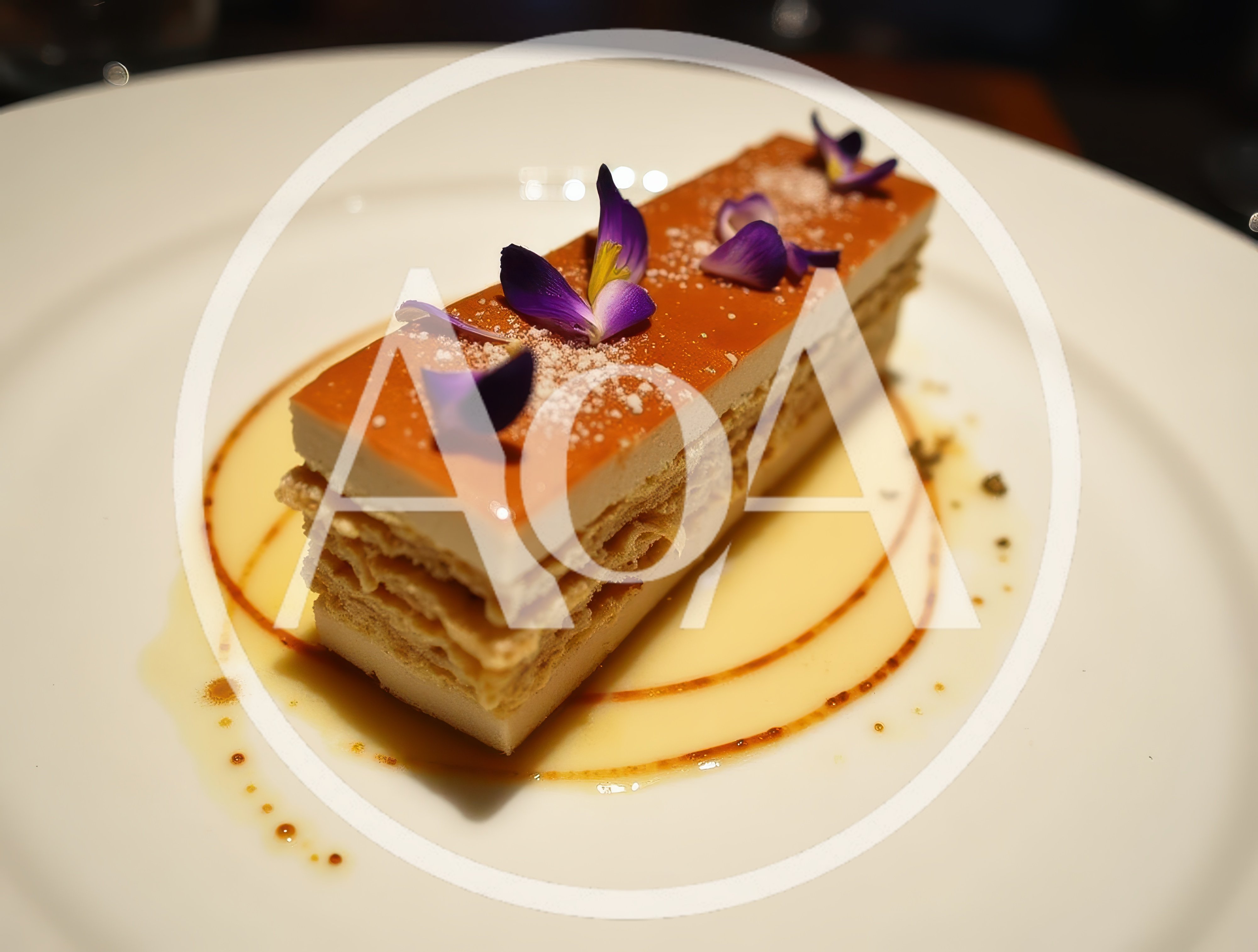 Gourmet Mille-Feuille Dessert Plated on White Ceramic