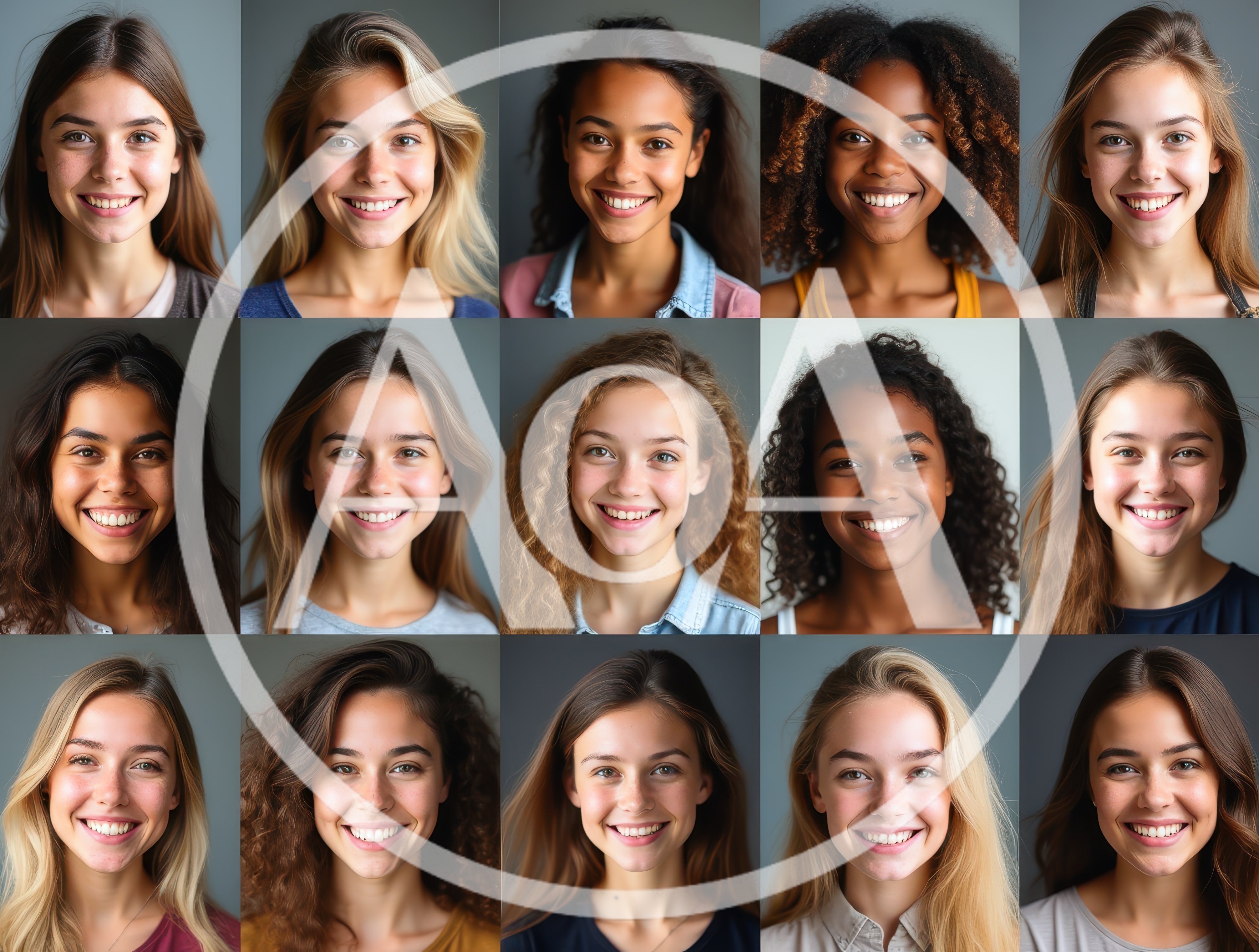 Diverse Young Women Smiling Portraits Grid