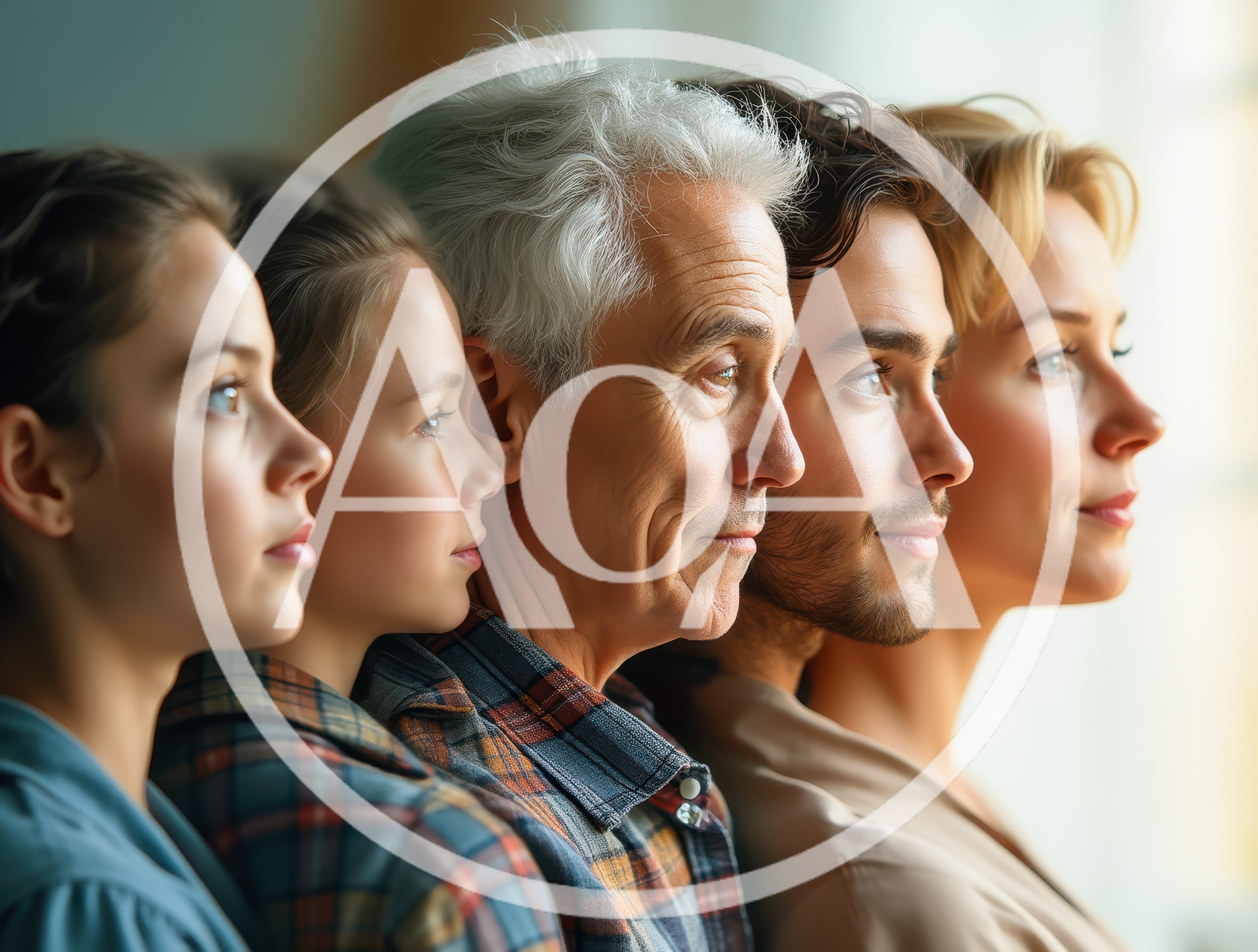 Multi-Generational Family Members Standing In A Row