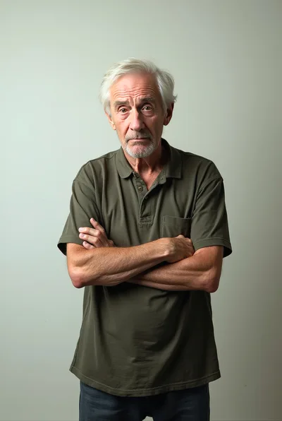 Serious Senior Man Standing With Arms Crossed