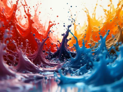 Vibrant Multi-Colored Paint Splash Explosion