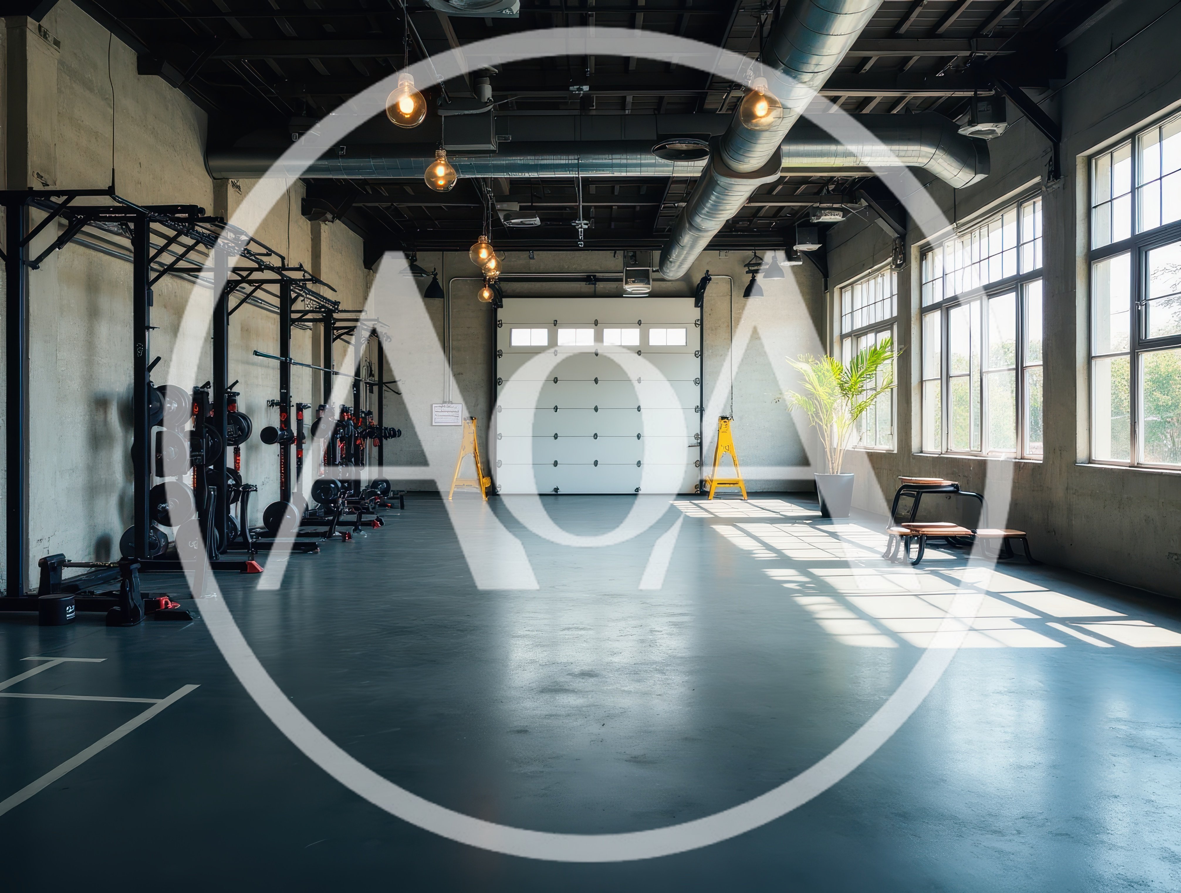 Modern Industrial Gym Interior With Weight Racks