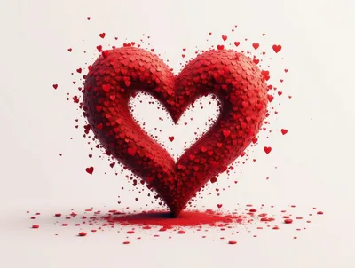 Large Red Heart Sculpture Made Of Tiny Hearts
