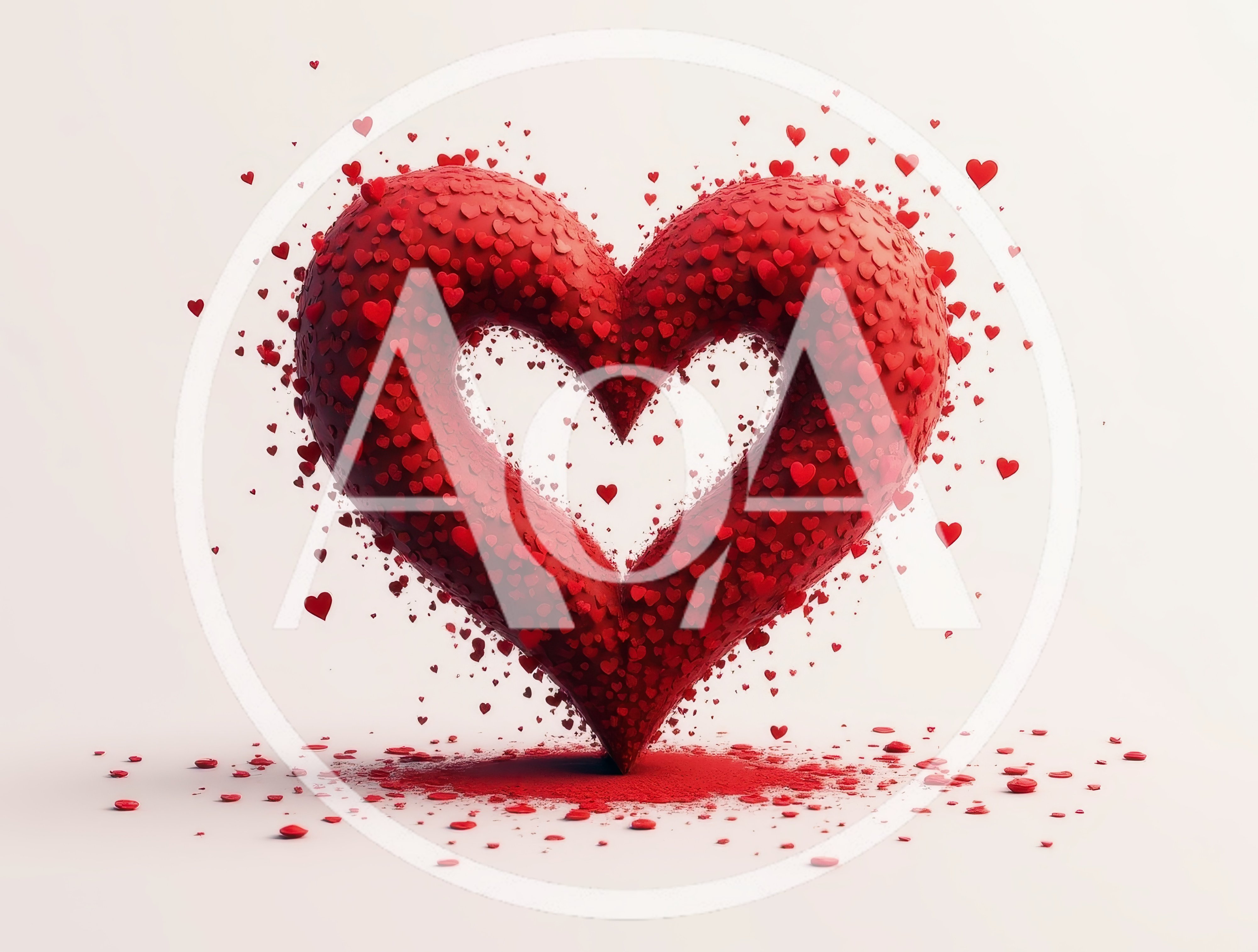Large Red Heart Sculpture Made Of Tiny Hearts