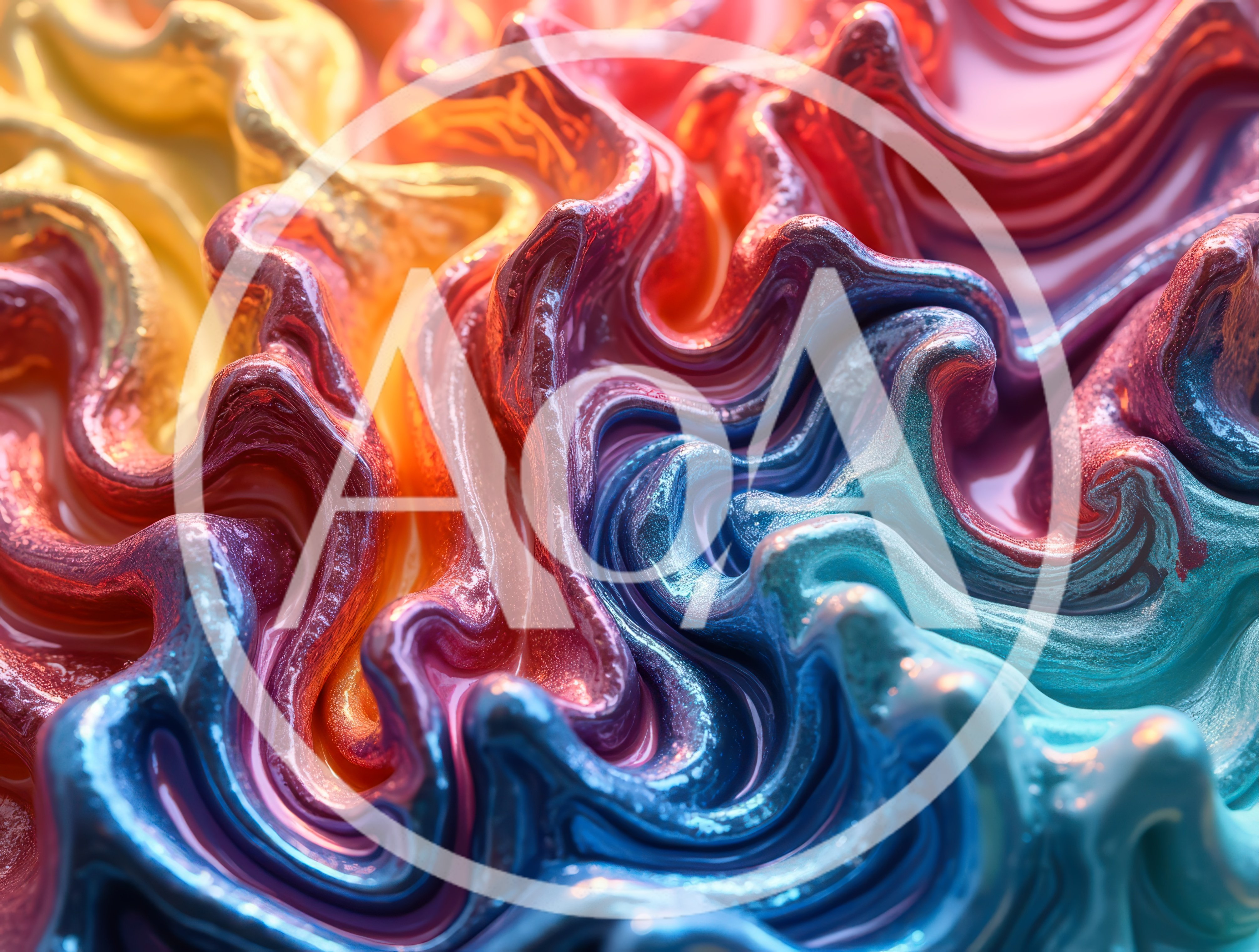 Abstract Liquid Paint Swirls With Metallic Glitter Texture