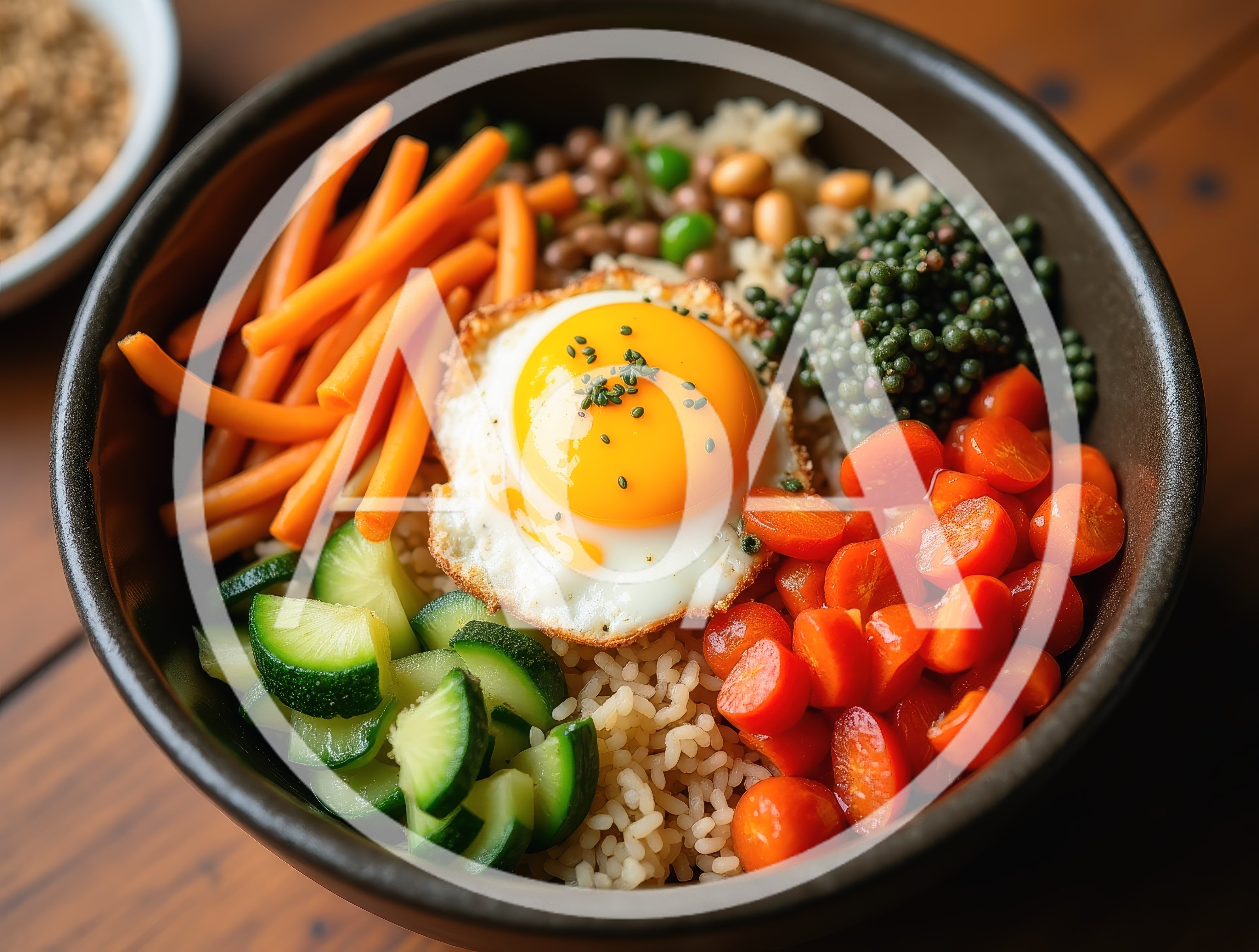Healthy Rice Bowl With Fried Egg And Vegetables