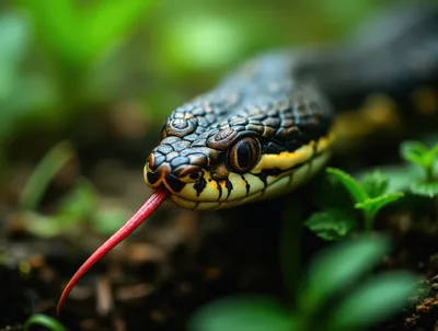 Close Up Of A Snake Flicking Its Tongue