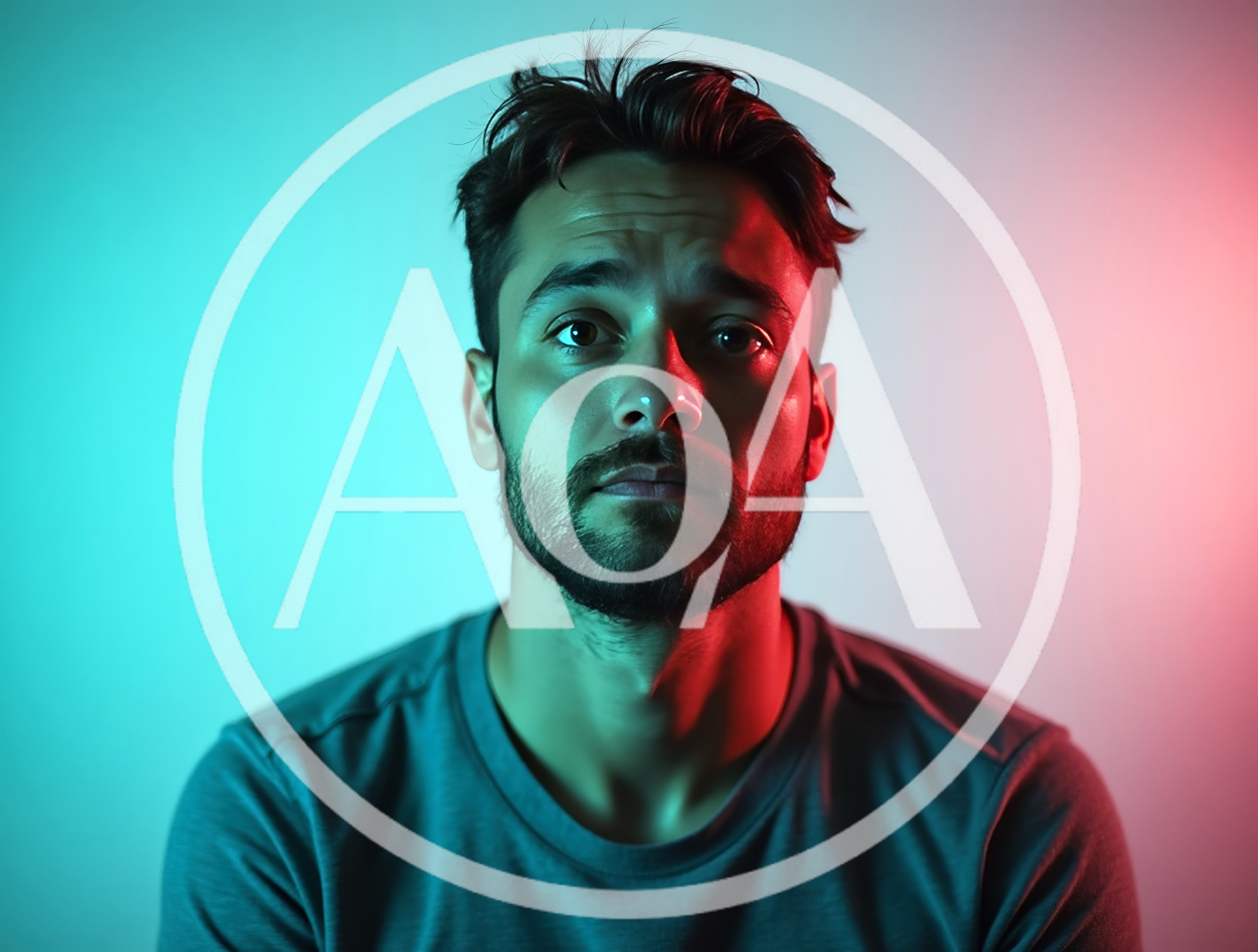 Portrait Of A Young Man With Dual Color Lighting