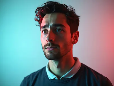 Portrait Of A Young Man With Dual Lighting