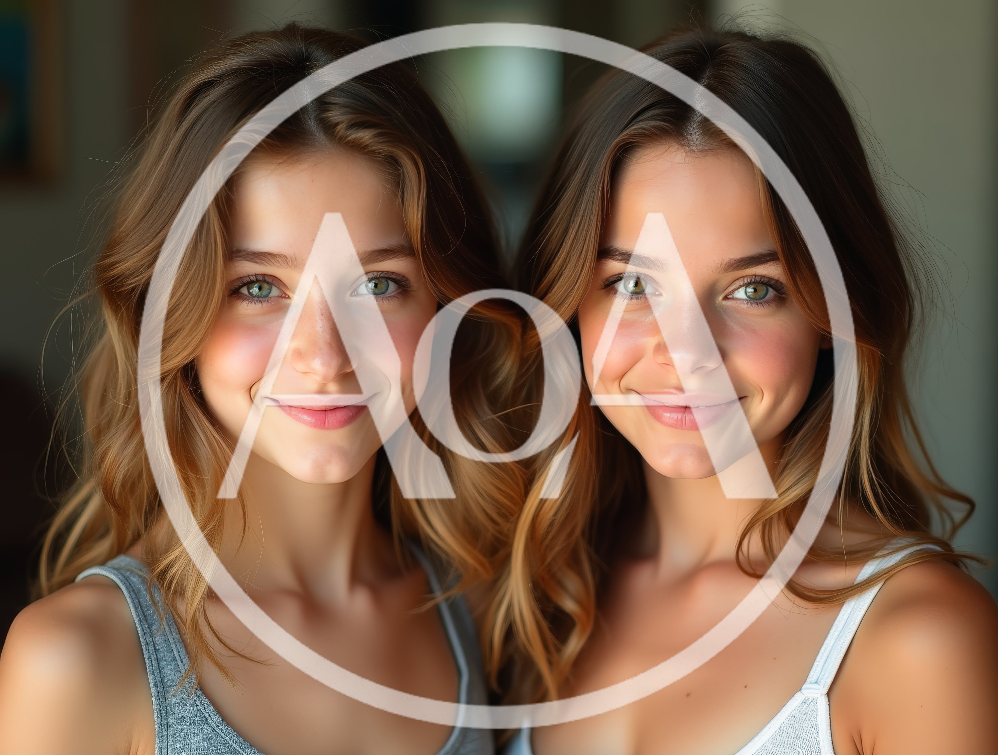 Portrait Of Two Beautiful Young Women Smiling Together