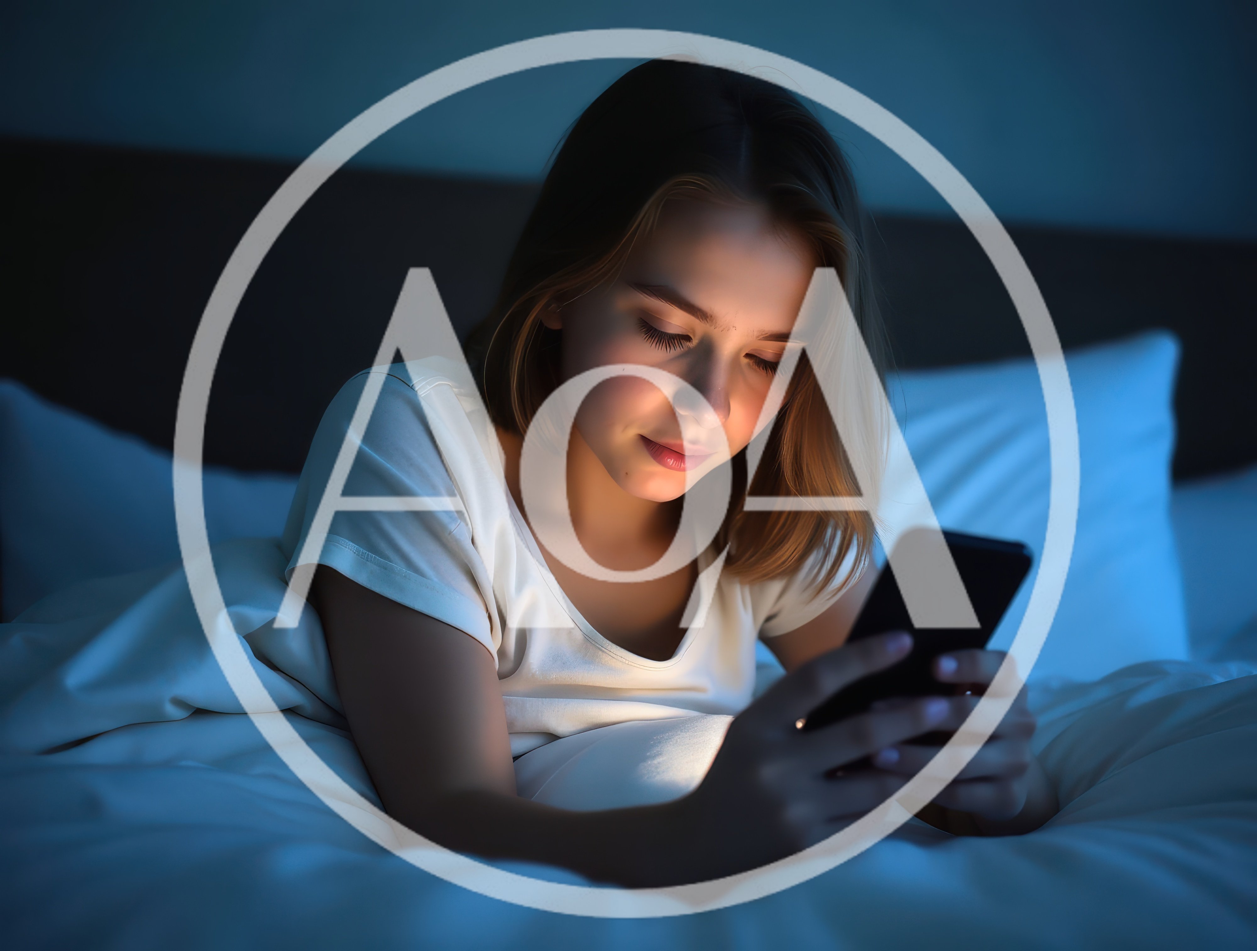 Young Woman Using Smartphone In Bed At Night
