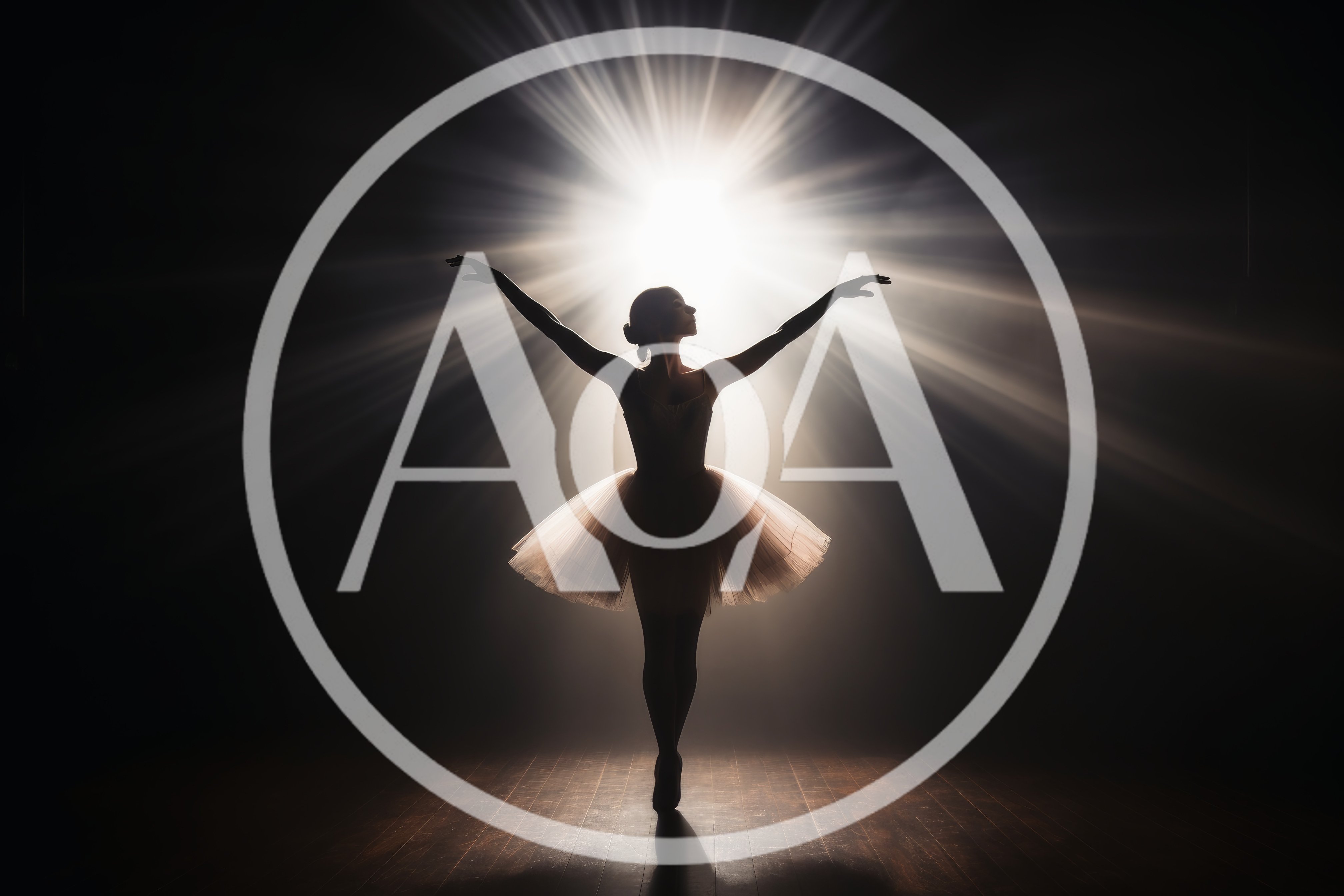 Ballerina Performing Silhouette Under Dramatic Stage Spotlight