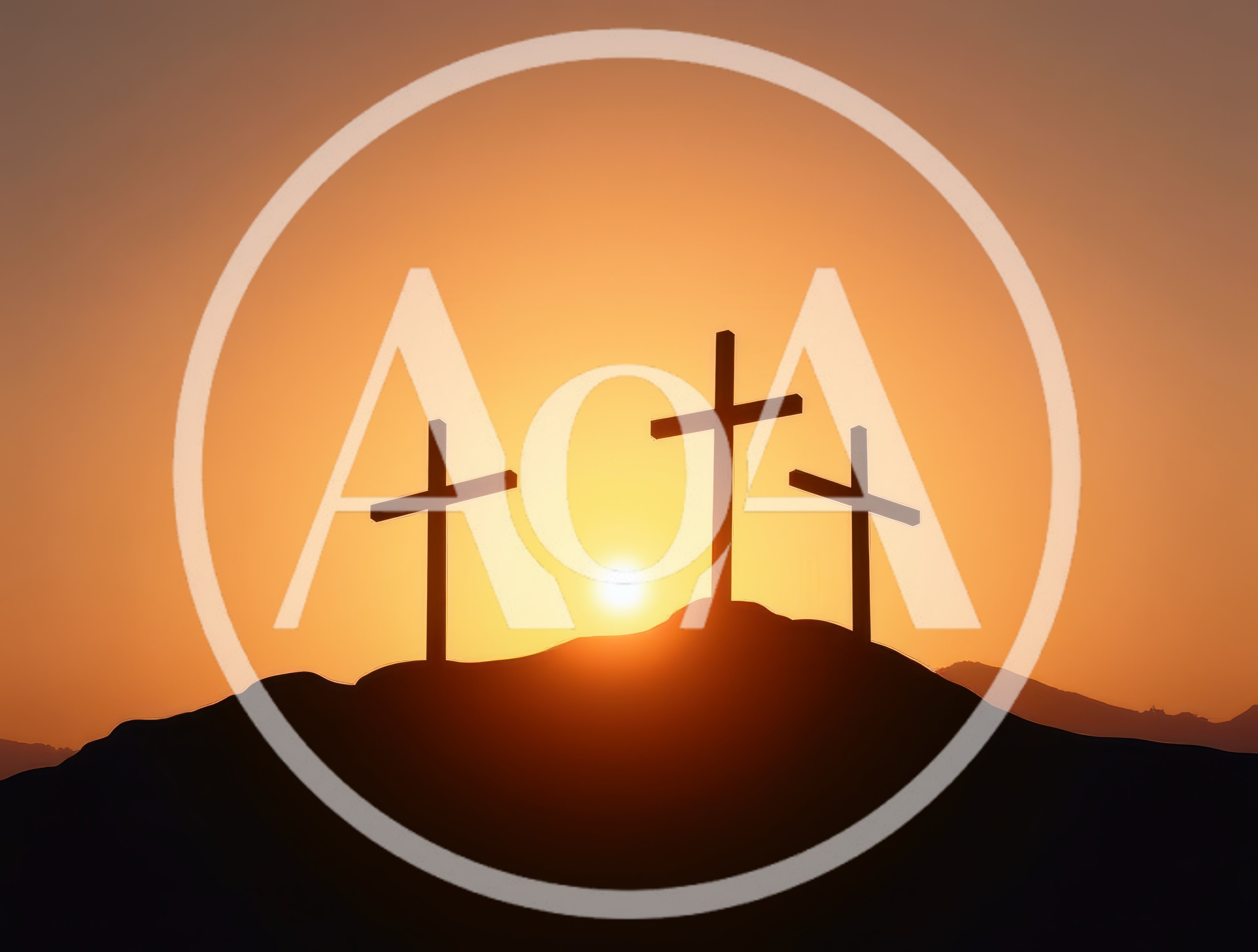 Three Silhouetted Crosses On A Hill At Sunset