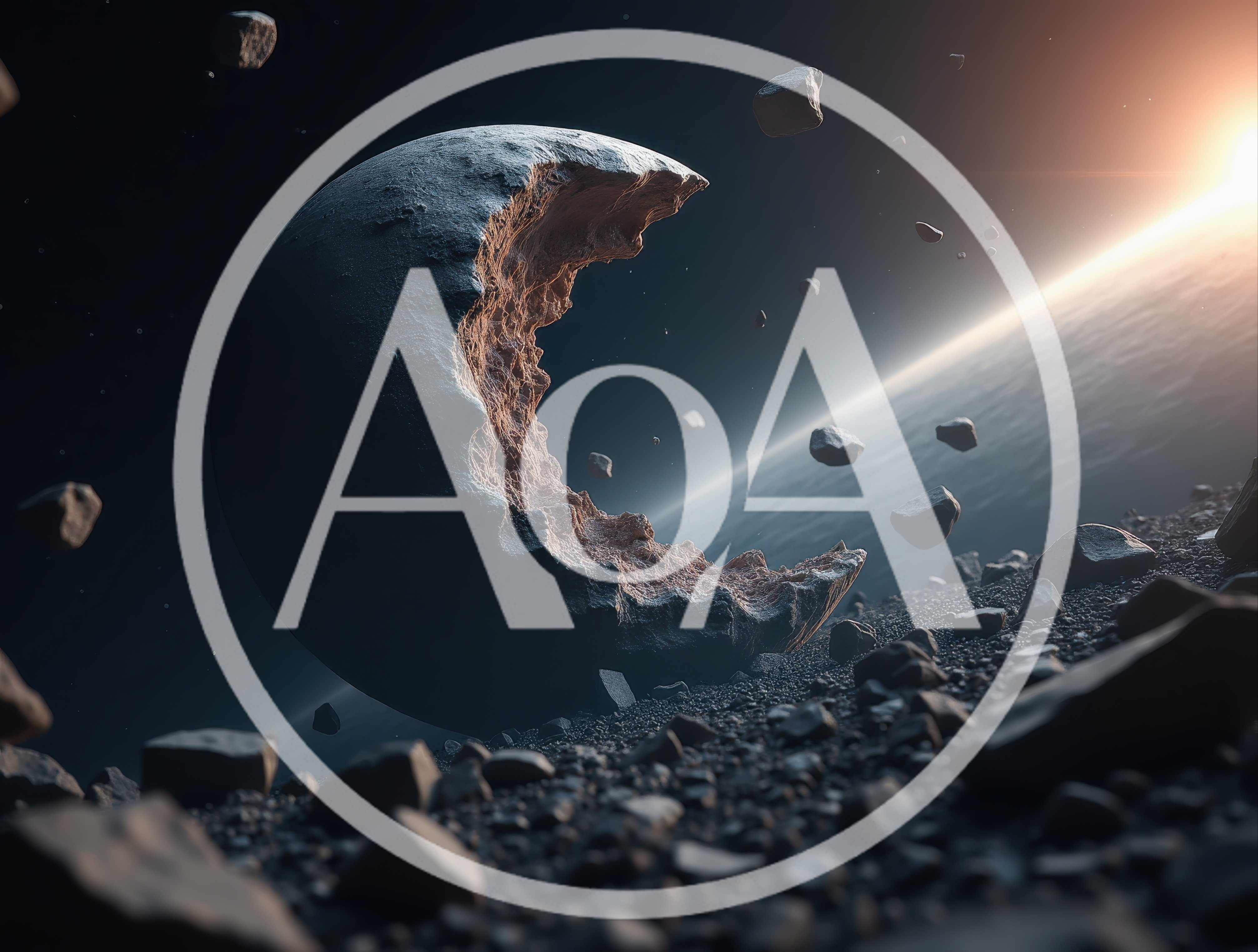 Crescent Shaped Asteroid Floating In Deep Space