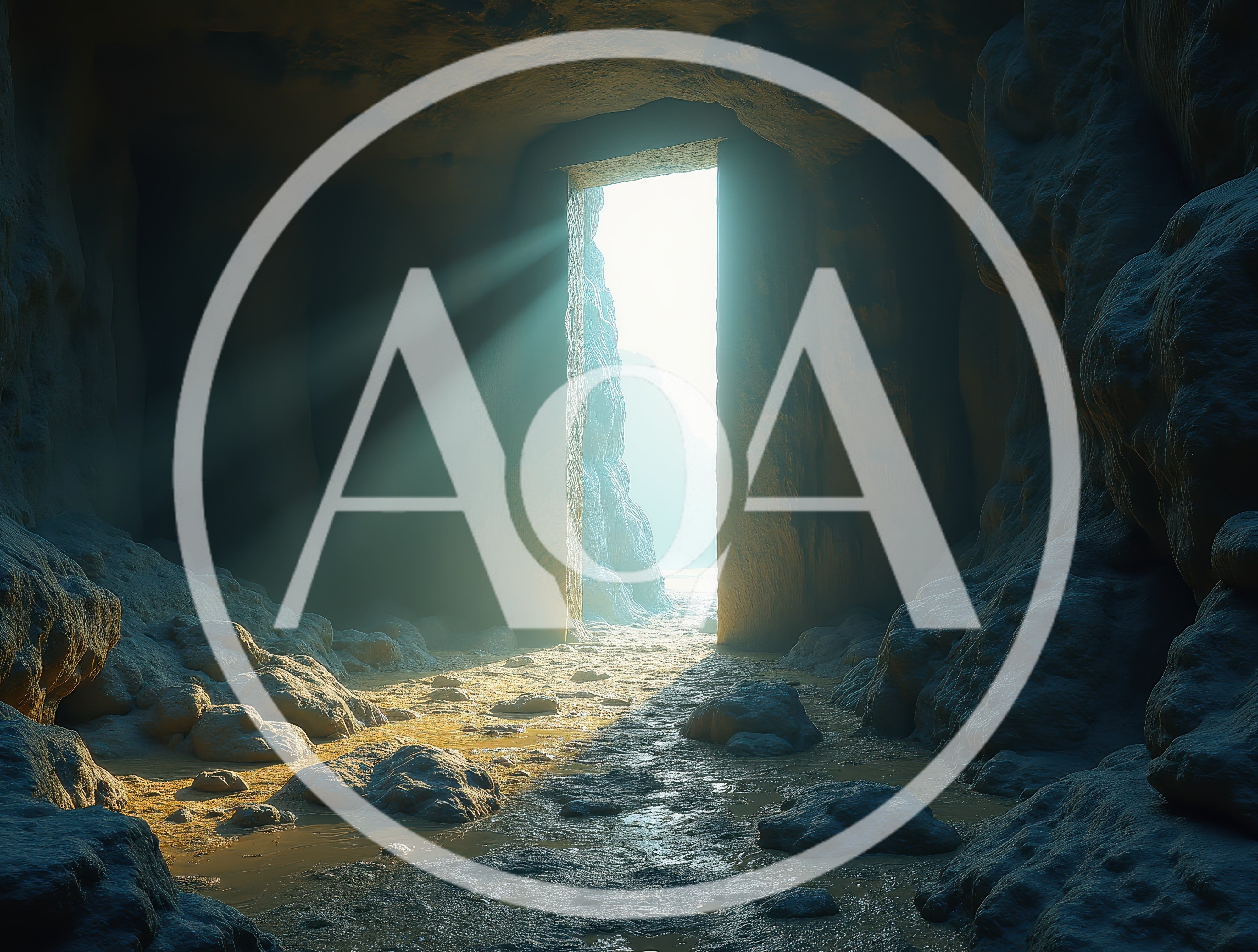 Sunlight Streaming Through A Stone Cave Entrance