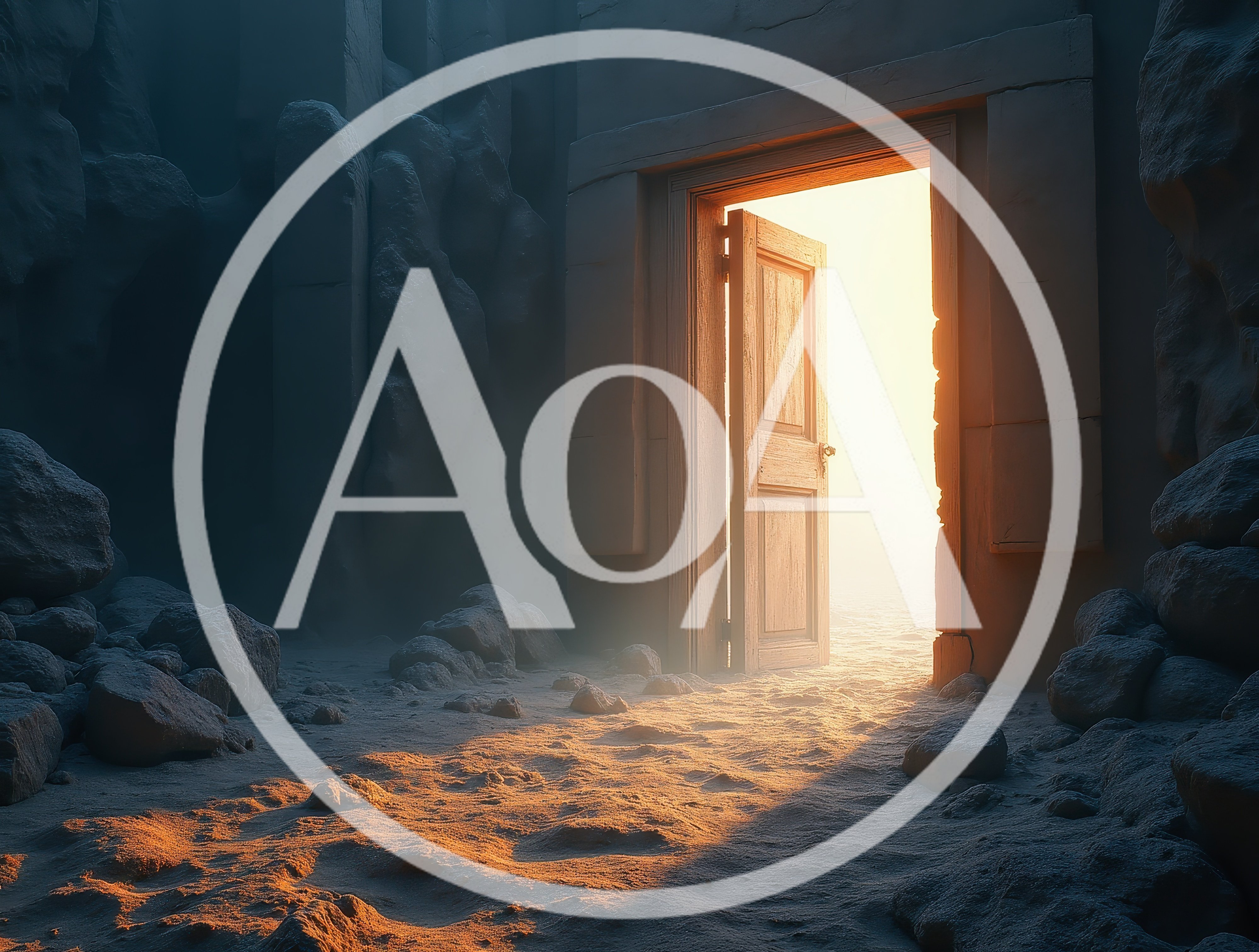 Open Wooden Door Leading To Bright Light In Cave