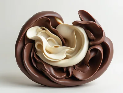 Abstract Swirls of Dark and White Chocolate
