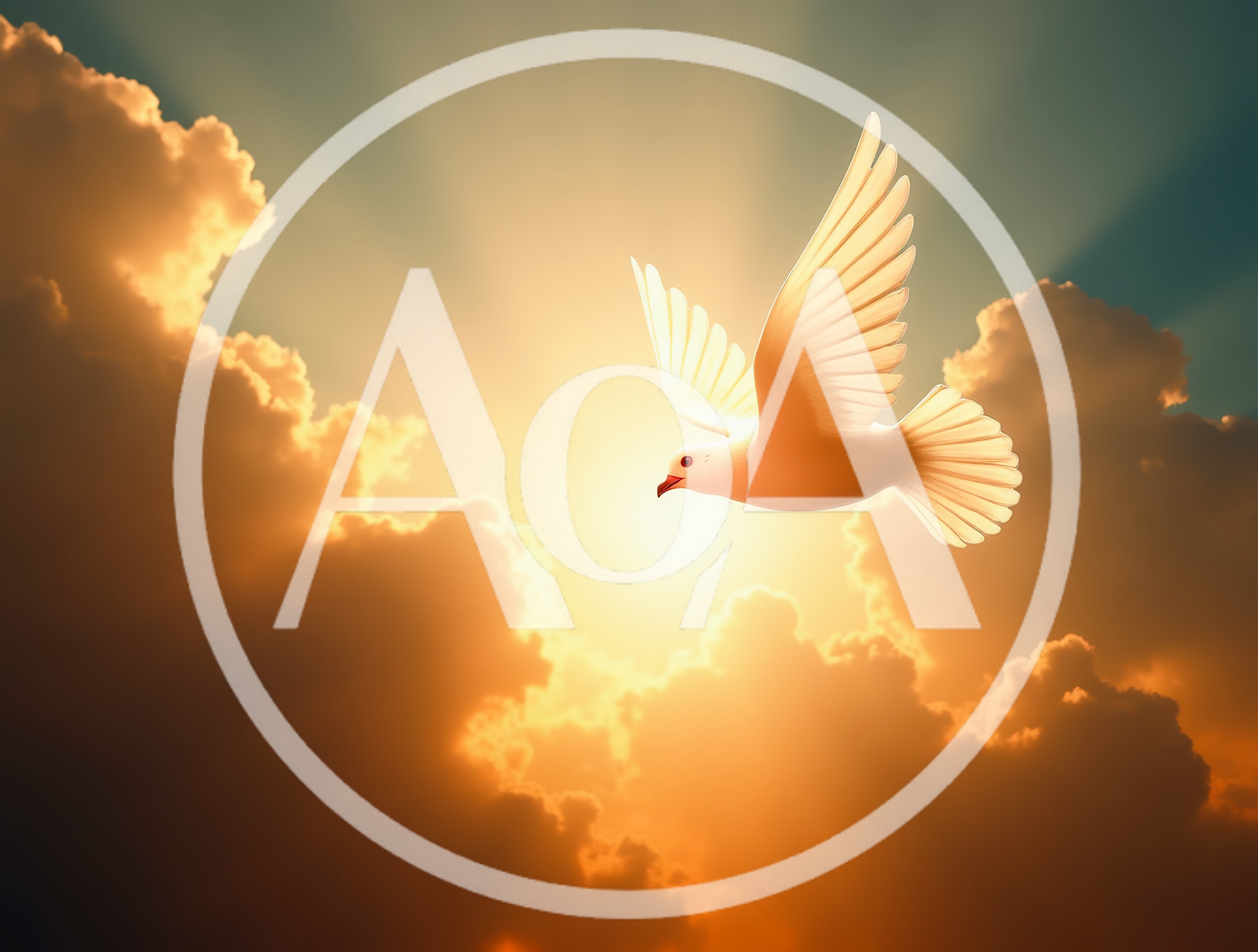 White Dove Flying Against A Golden Sunset Sky