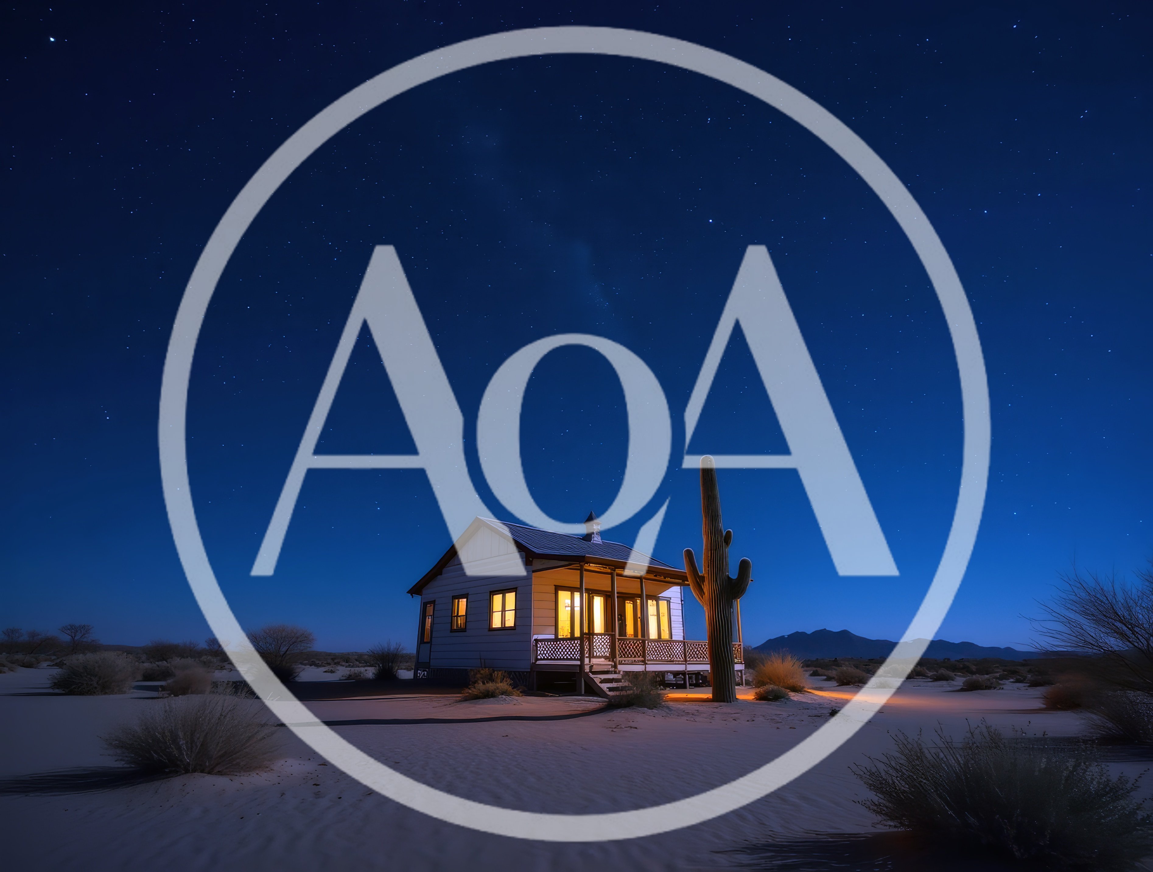 Small Desert Cabin Under A Starry Night Sky