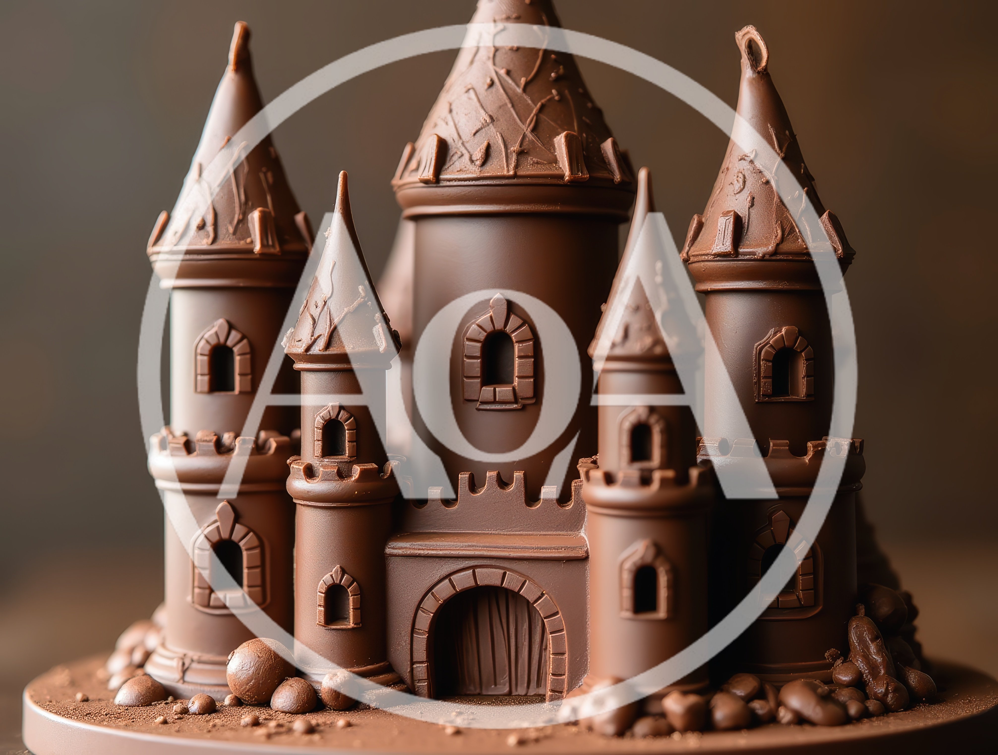 Intricate Chocolate Castle Sculpture On Display