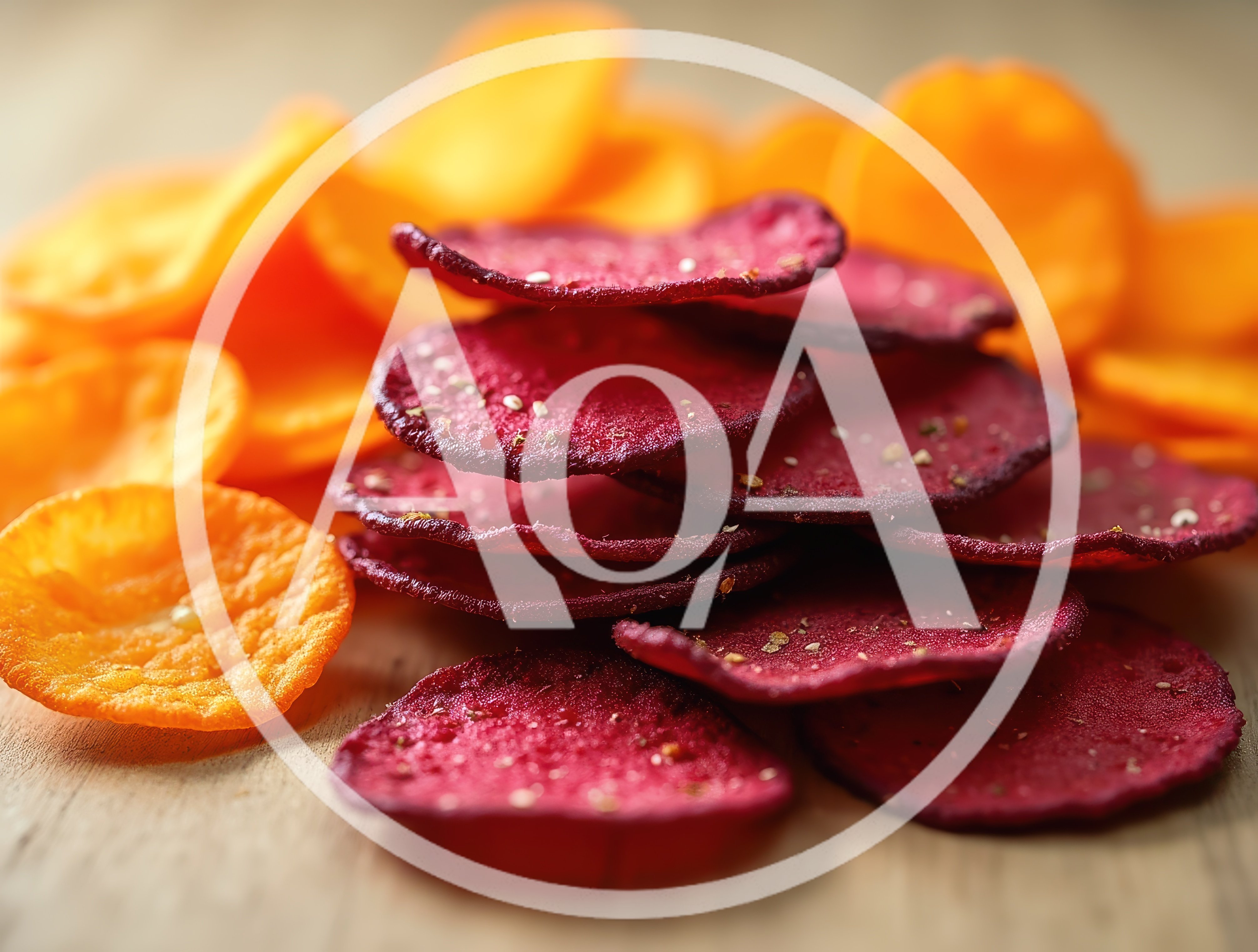Stack of Crispy Beetroot and Carrot Vegetable Chips