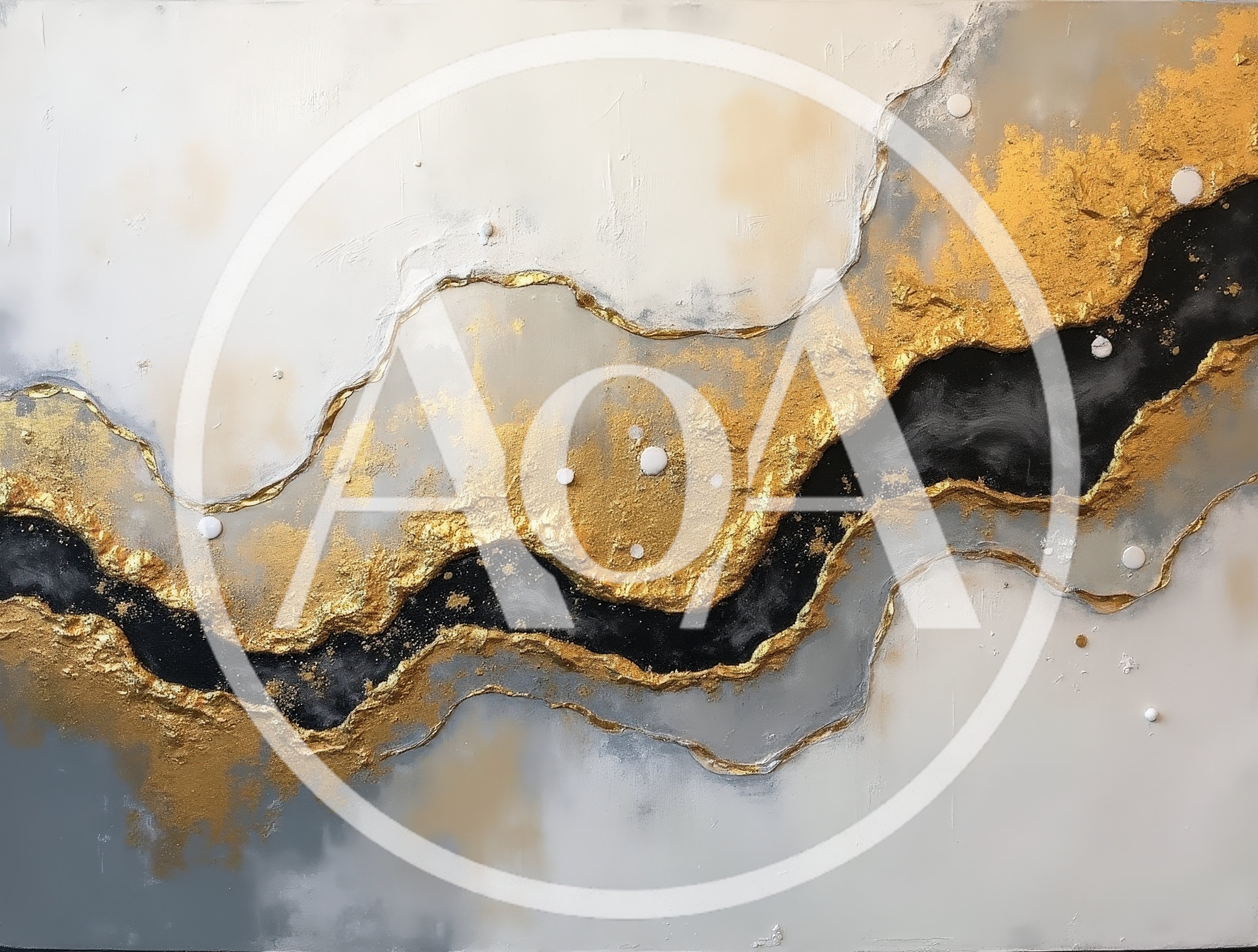 Abstract Gold And Black Textured Fluid Art Painting