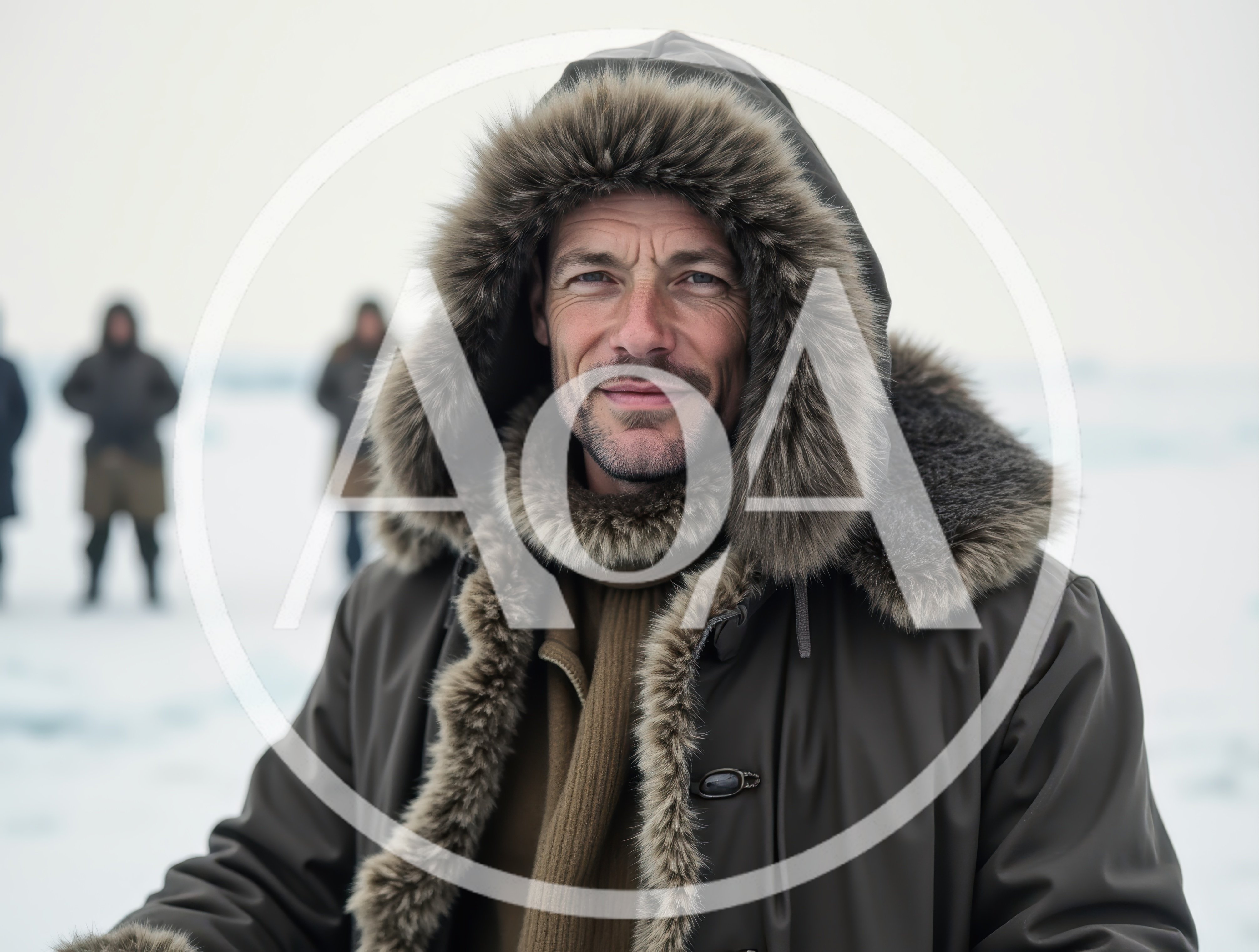 Man Wearing Fur Lined Parka In Arctic Landscape