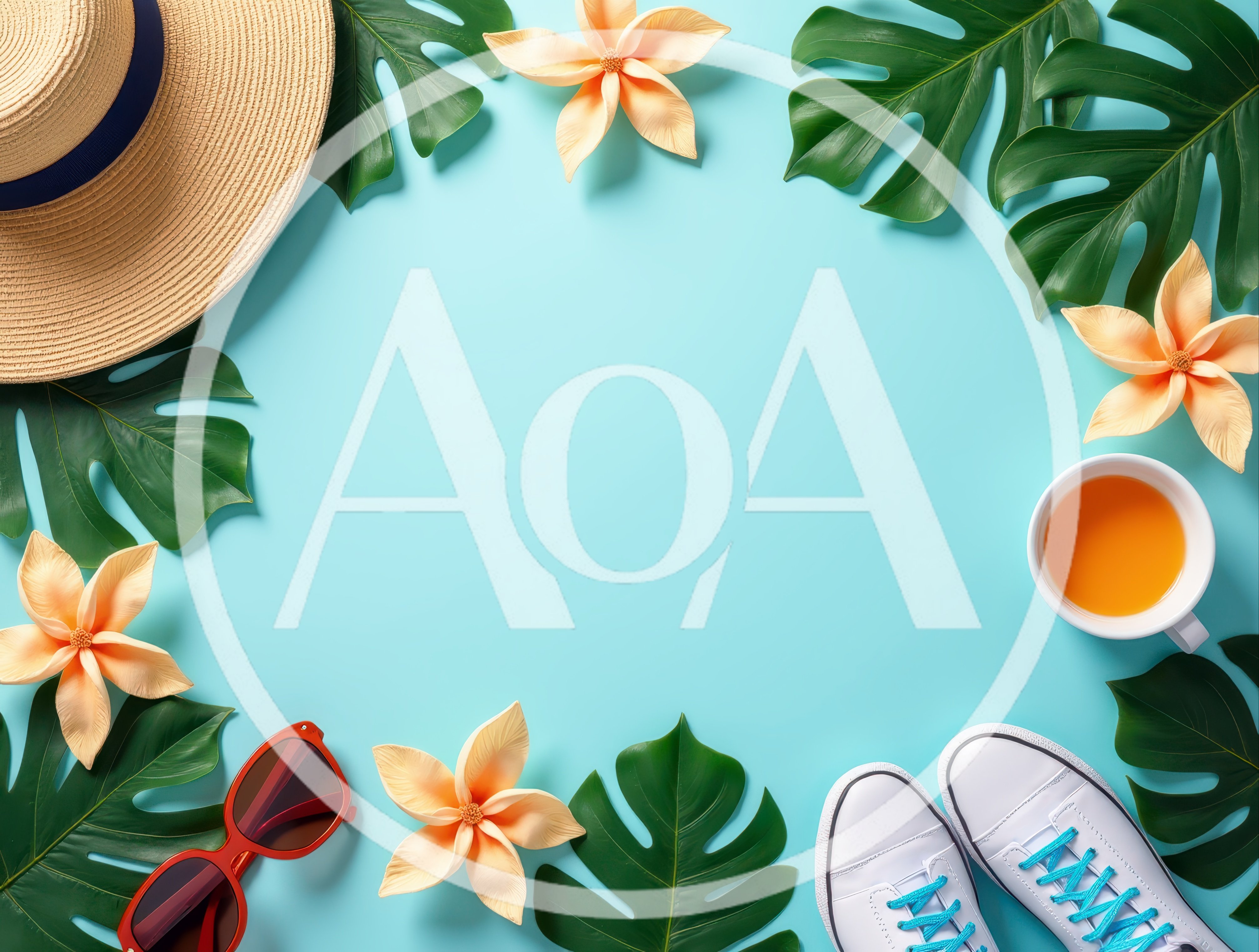 Summer Vacation Flat Lay with Tropical Accessories