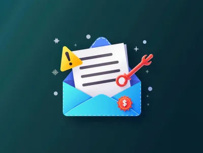3D Illustration of Email Security and Financial Alert