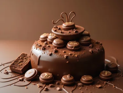 Decadent Chocolate Cake Topped With Gourmet Macarons