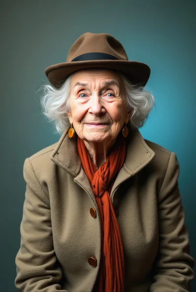 Portrait Of An Elderly Woman In A Fedora