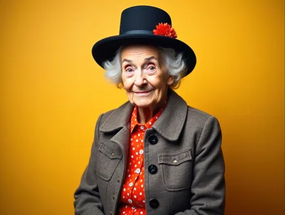 Portrait Of An Elderly Woman Wearing A Hat