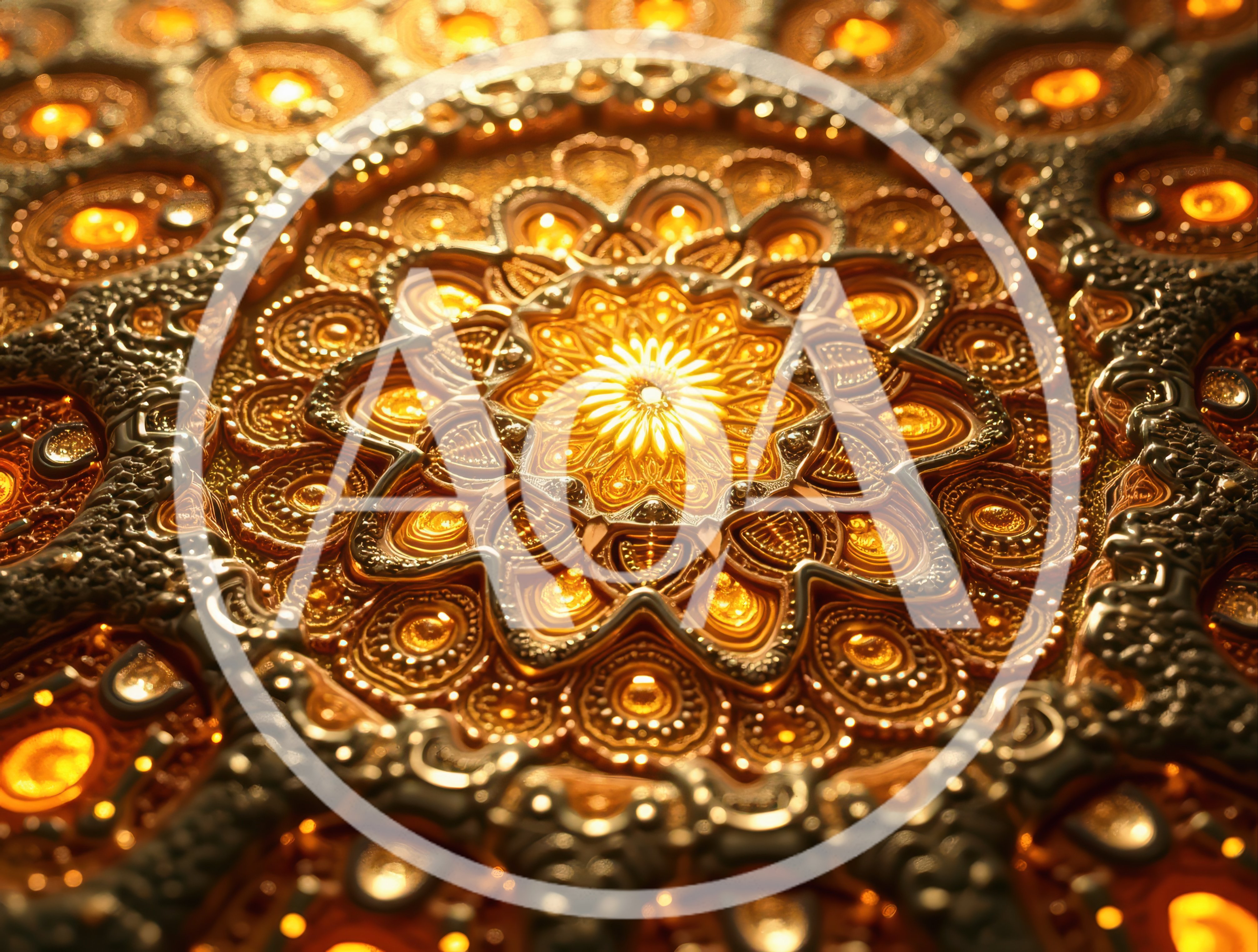 Intricate Golden Mandala Pattern With Glowing Light