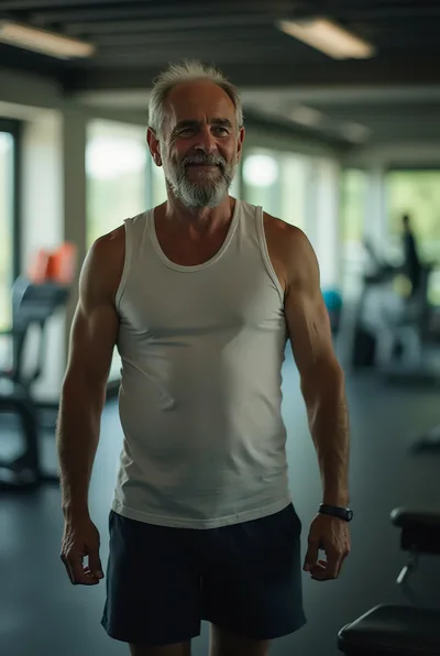 Fit Senior Man Standing In A Modern Gym