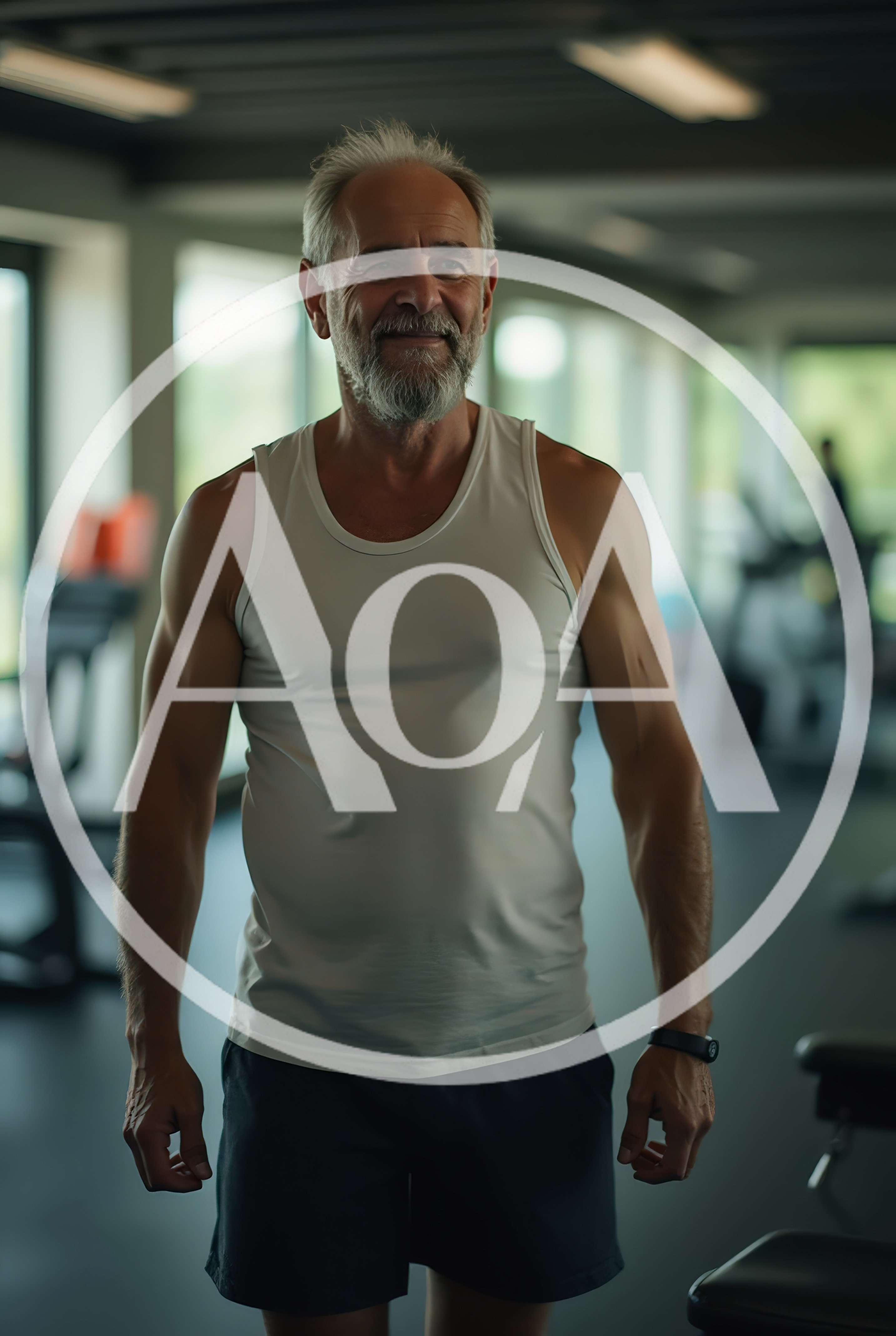 Fit Senior Man Standing In A Modern Gym