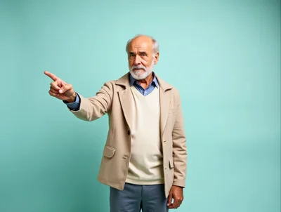 Senior Man Pointing To The Side